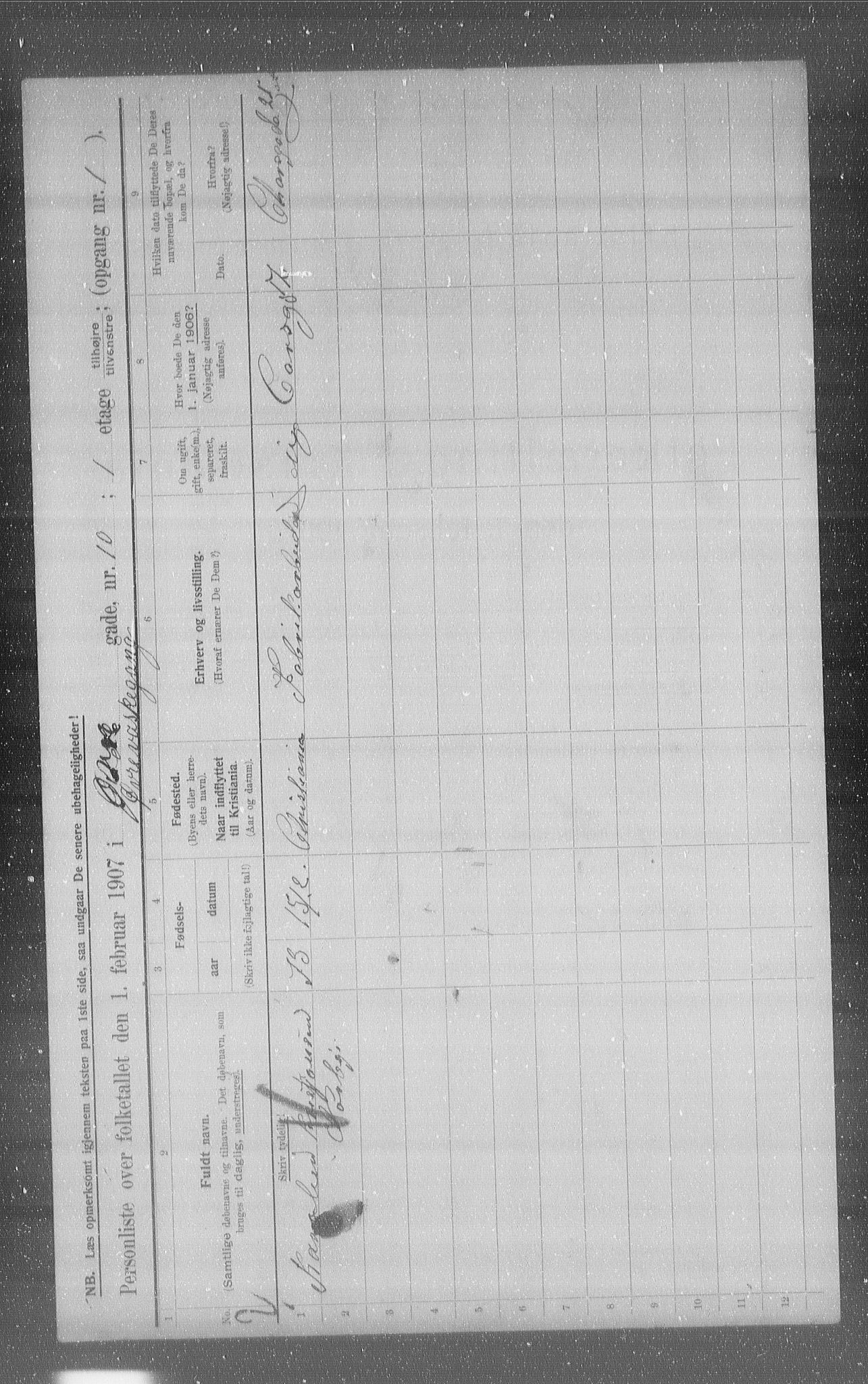 OBA, Municipal Census 1907 for Kristiania, 1907, p. 65982