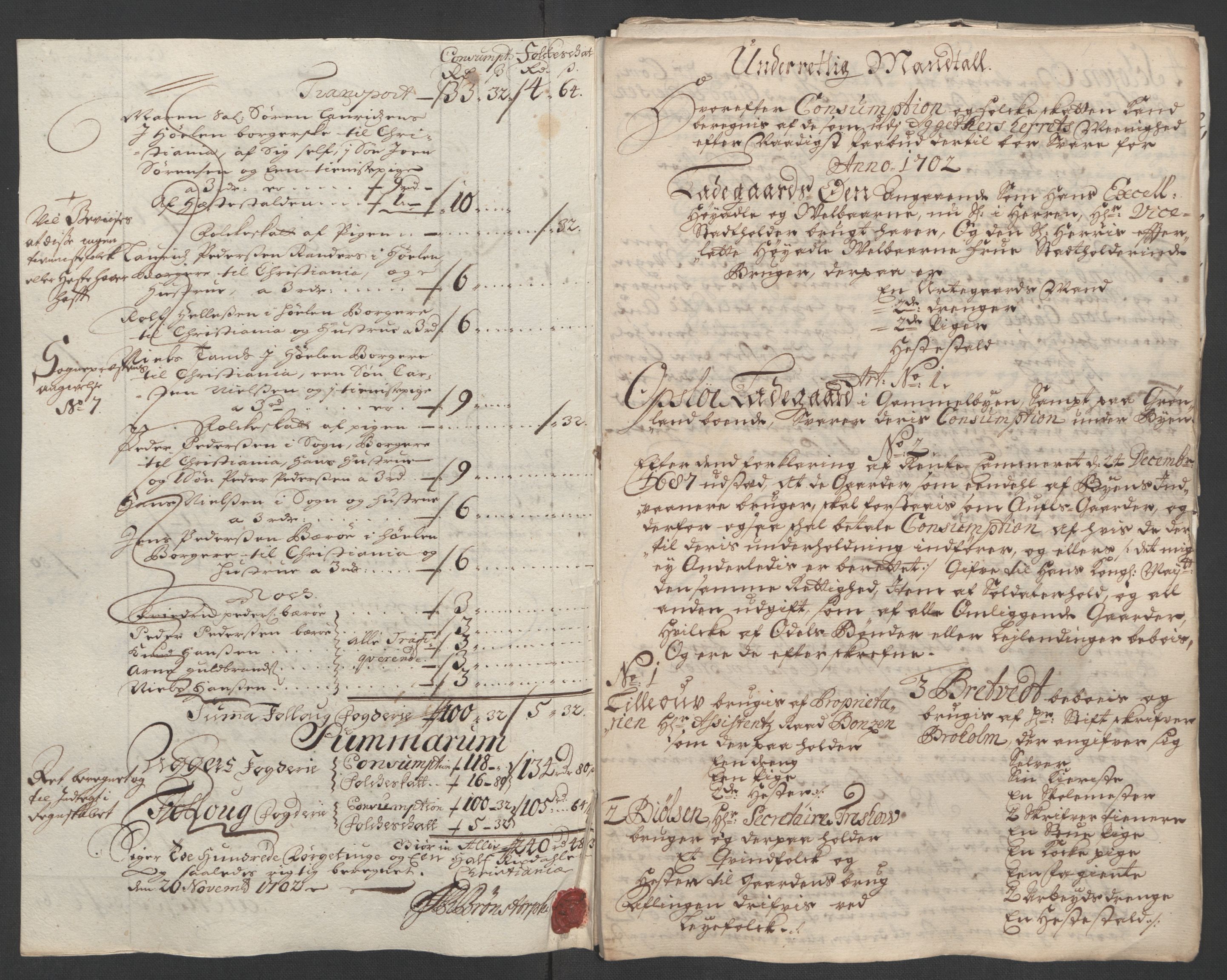 Rentekammeret inntil 1814, Reviderte regnskaper, Fogderegnskap, AV/RA-EA-4092/R10/L0444: Fogderegnskap Aker og Follo, 1701-1702, p. 262