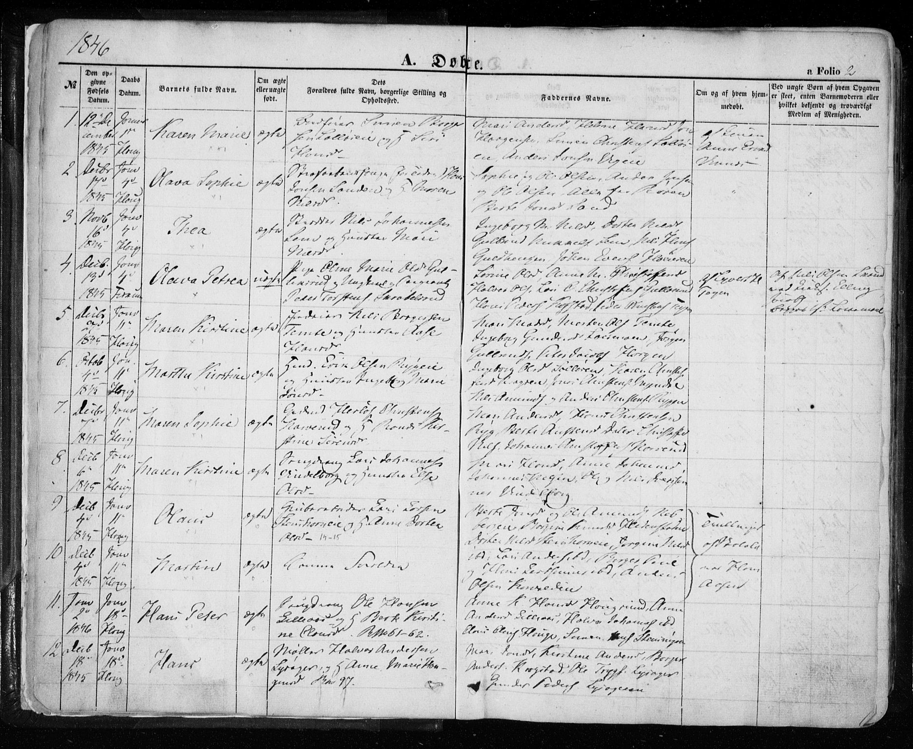 Eiker kirkebøker, SAKO/A-4/F/Fa/L0014: Parish register (official) no. I 14, 1846-1854, p. 2