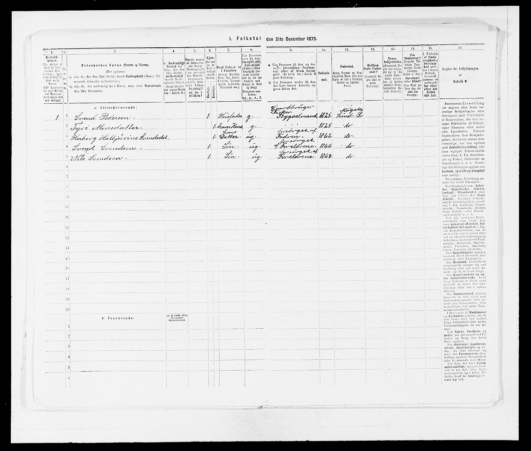 SAB, 1875 census for 1245P Sund, 1875, p. 1232