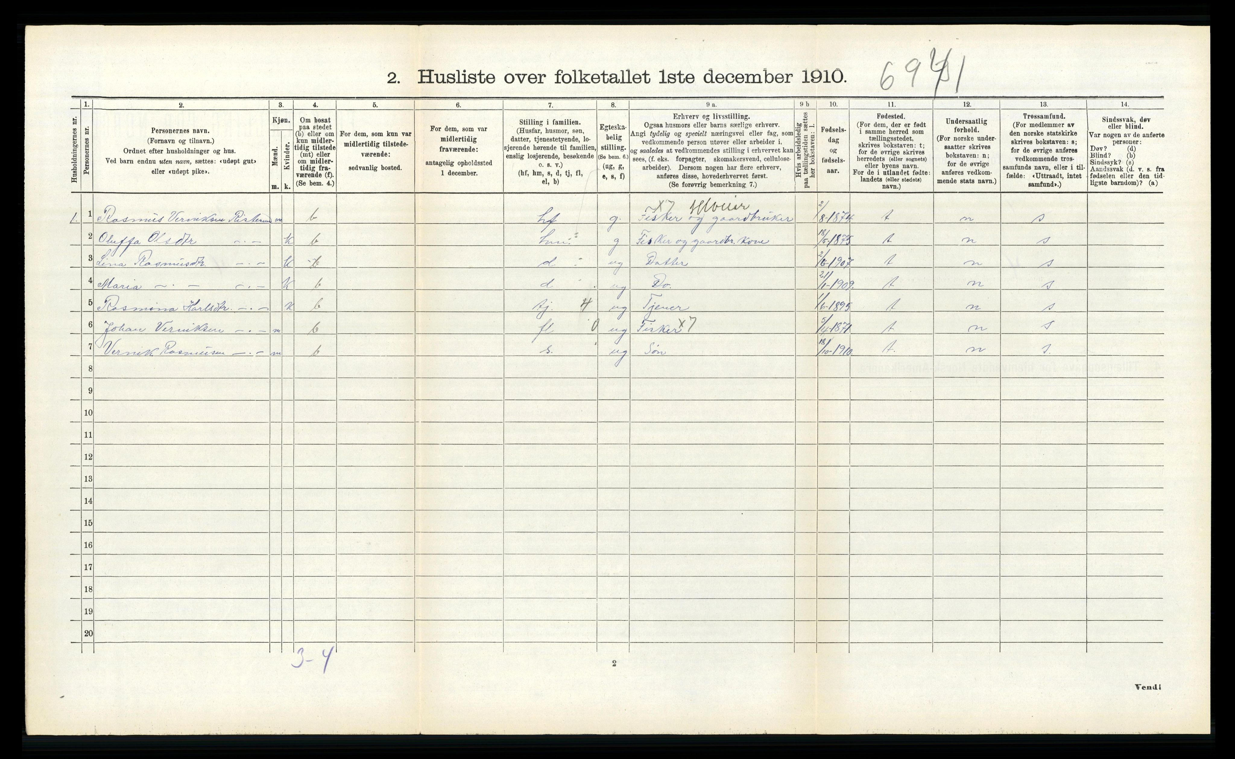 RA, 1910 census for Sande, 1910, p. 671