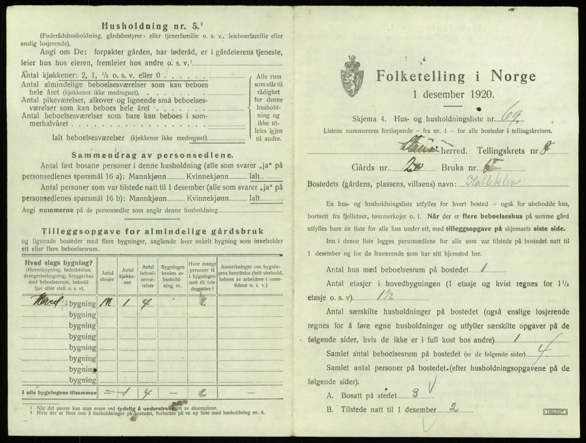 SAB, 1920 census for Haus, 1920, p. 636