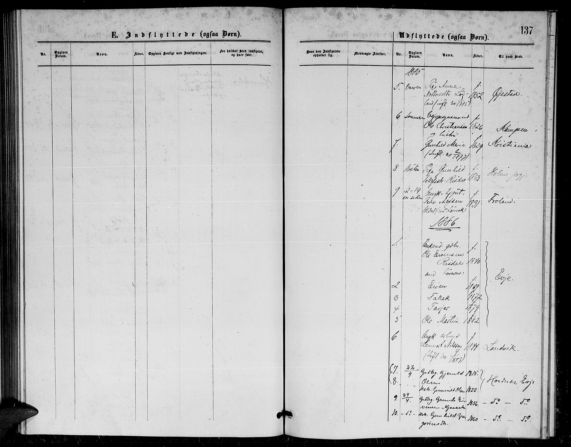 Herefoss sokneprestkontor, AV/SAK-1111-0019/F/Fa/Fac/L0001: Parish register (official) no. A 1, 1871-1886, p. 137