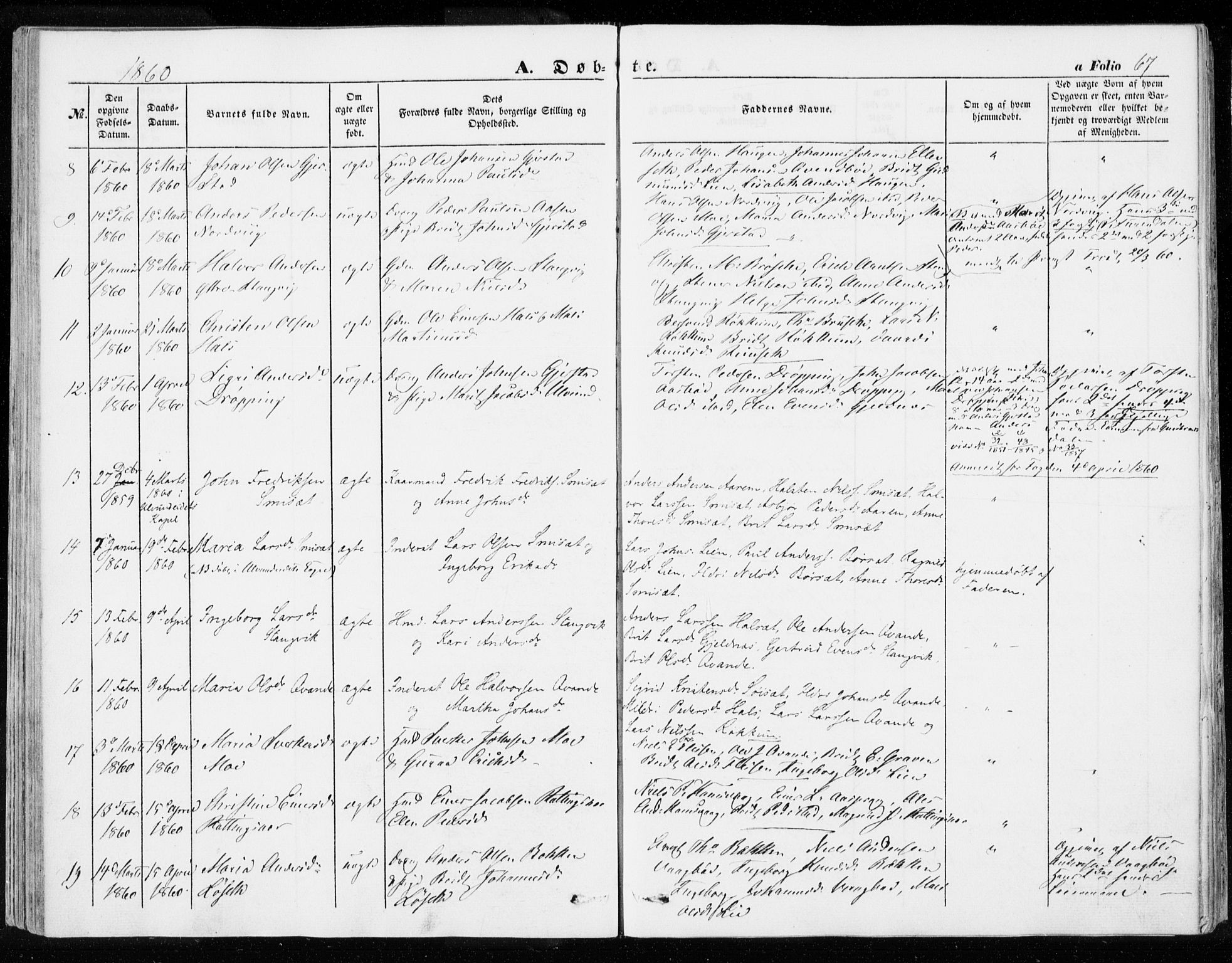 Ministerialprotokoller, klokkerbøker og fødselsregistre - Møre og Romsdal, SAT/A-1454/592/L1026: Parish register (official) no. 592A04, 1849-1867, p. 67