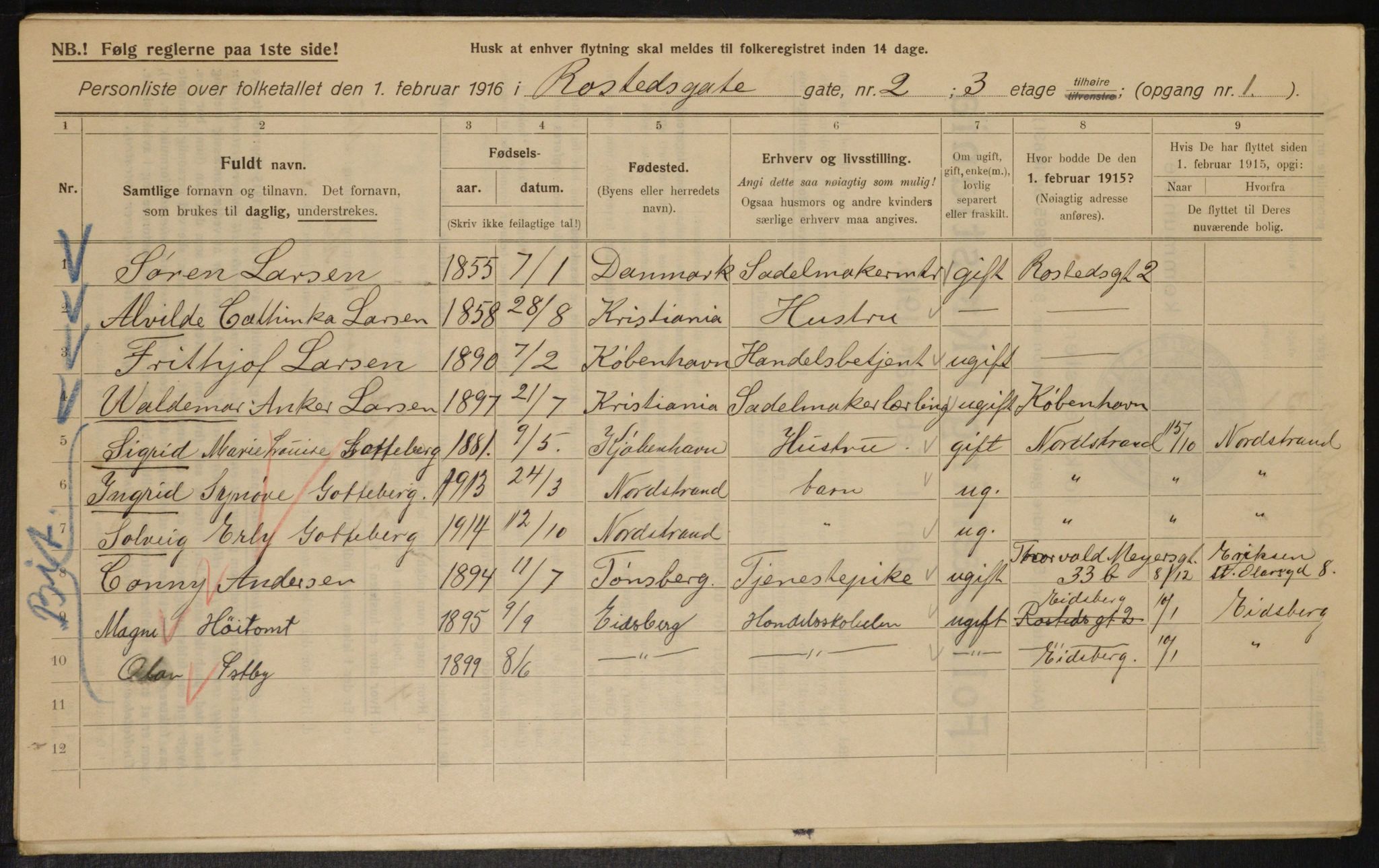OBA, Municipal Census 1916 for Kristiania, 1916, p. 86367