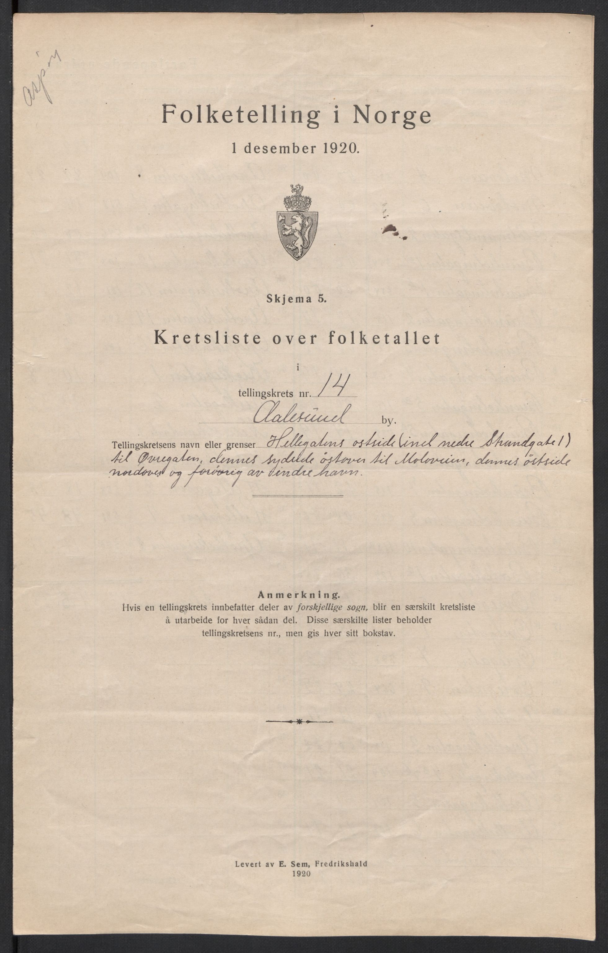 SAT, 1920 census for Ålesund, 1920, p. 45