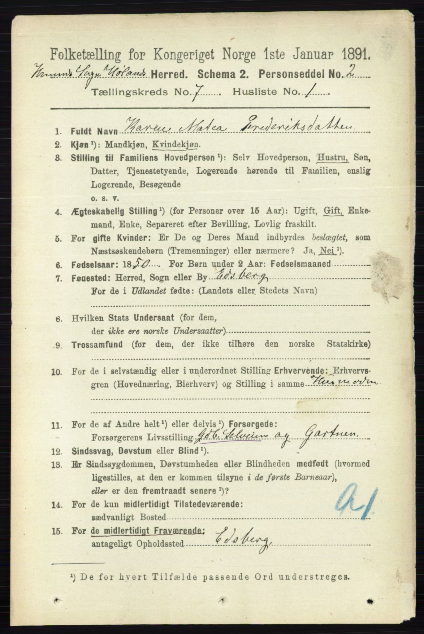 RA, 1891 census for 0221 Høland, 1891, p. 4917