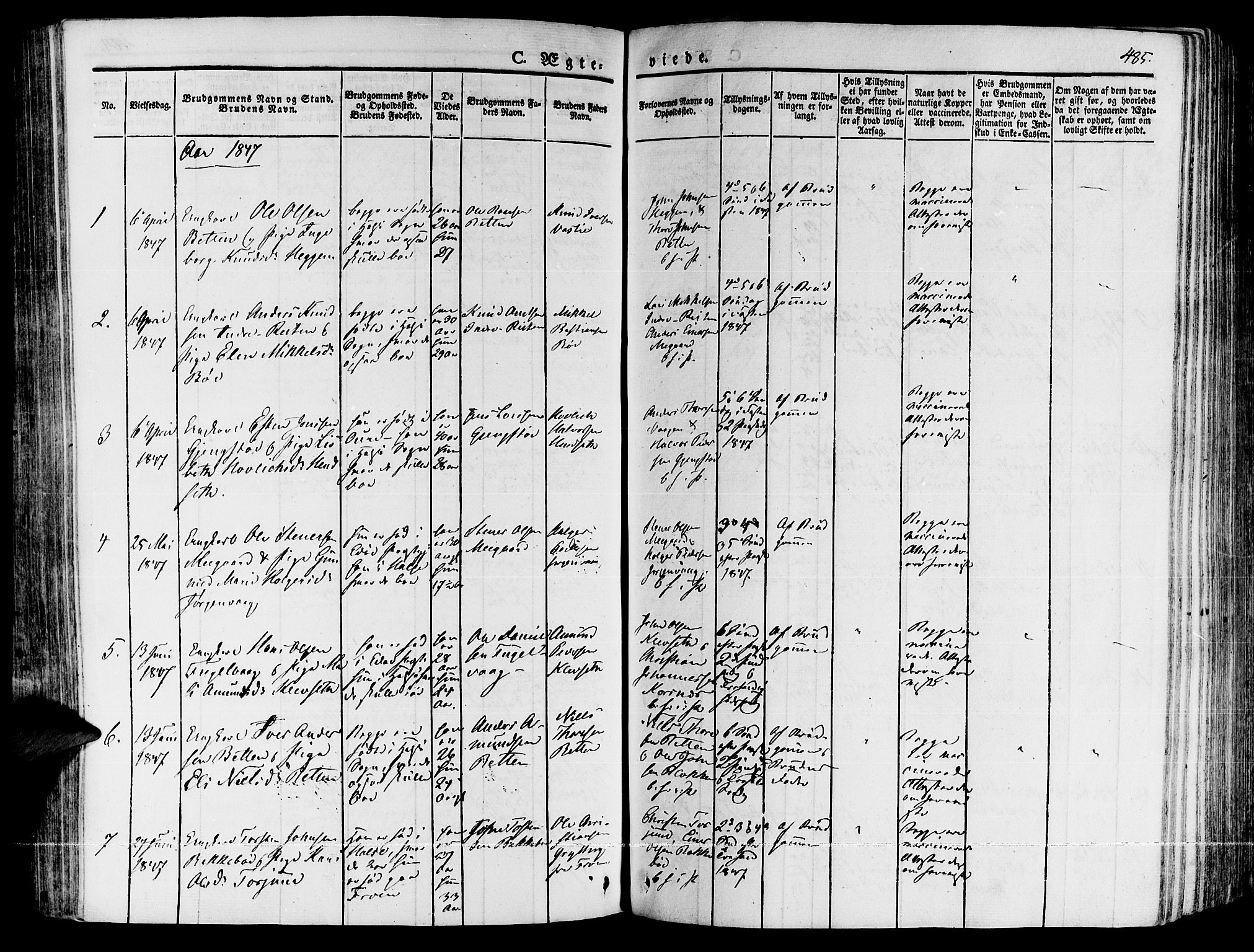 Ministerialprotokoller, klokkerbøker og fødselsregistre - Møre og Romsdal, AV/SAT-A-1454/592/L1025: Parish register (official) no. 592A03 /2, 1831-1849, p. 485