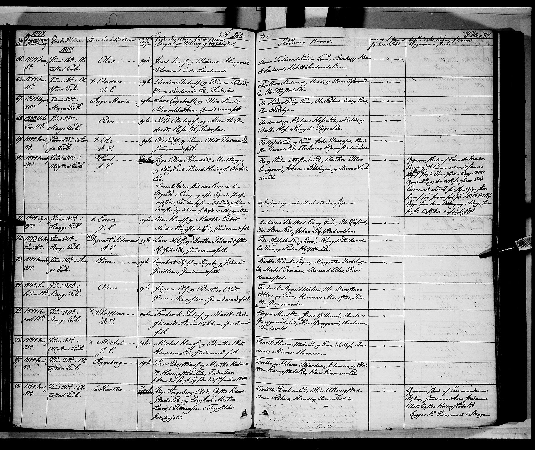 Stange prestekontor, AV/SAH-PREST-002/K/L0010: Parish register (official) no. 10, 1835-1845, p. 87