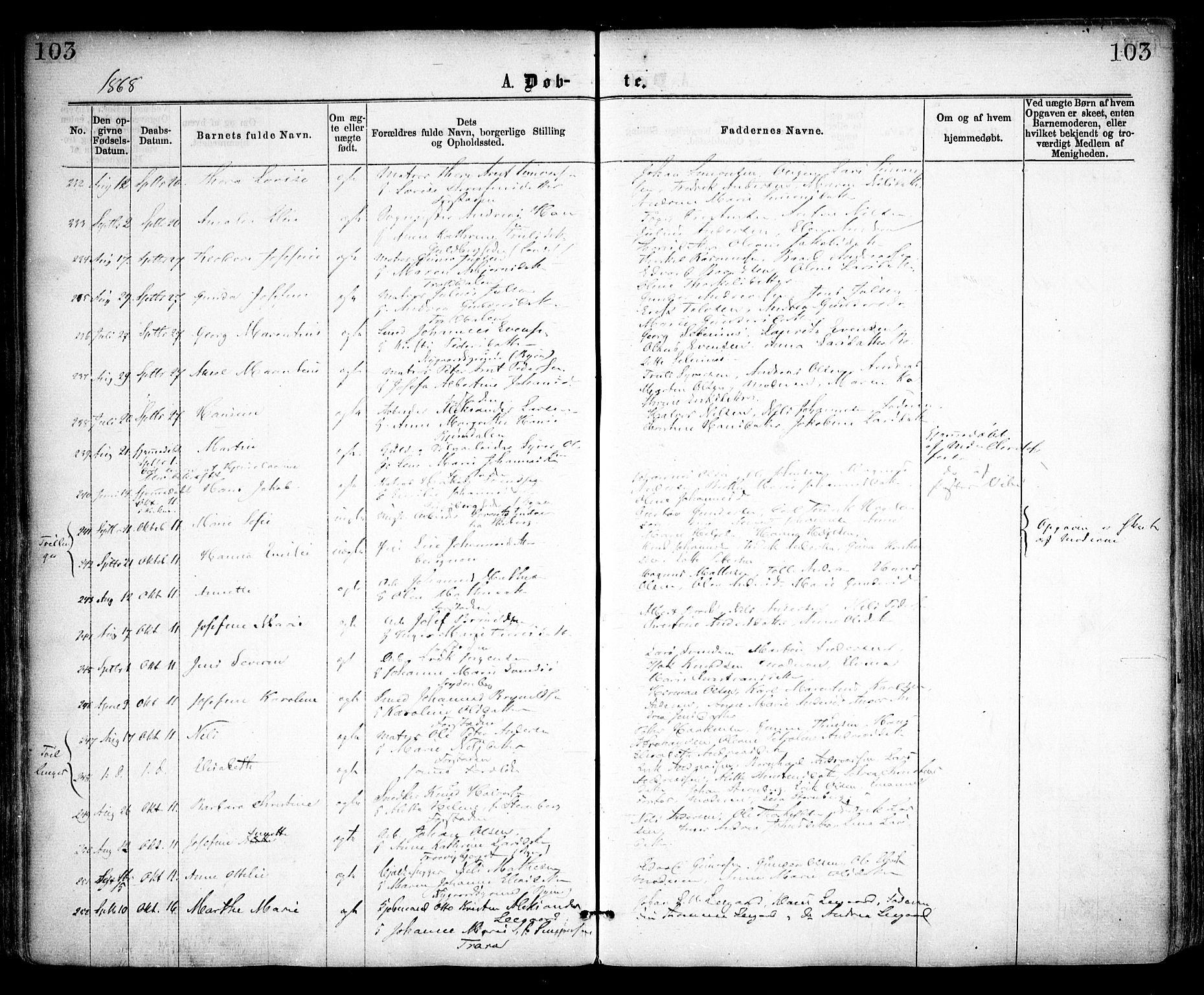 Glemmen prestekontor Kirkebøker, AV/SAO-A-10908/F/Fa/L0008: Parish register (official) no. 8, 1862-1871, p. 103