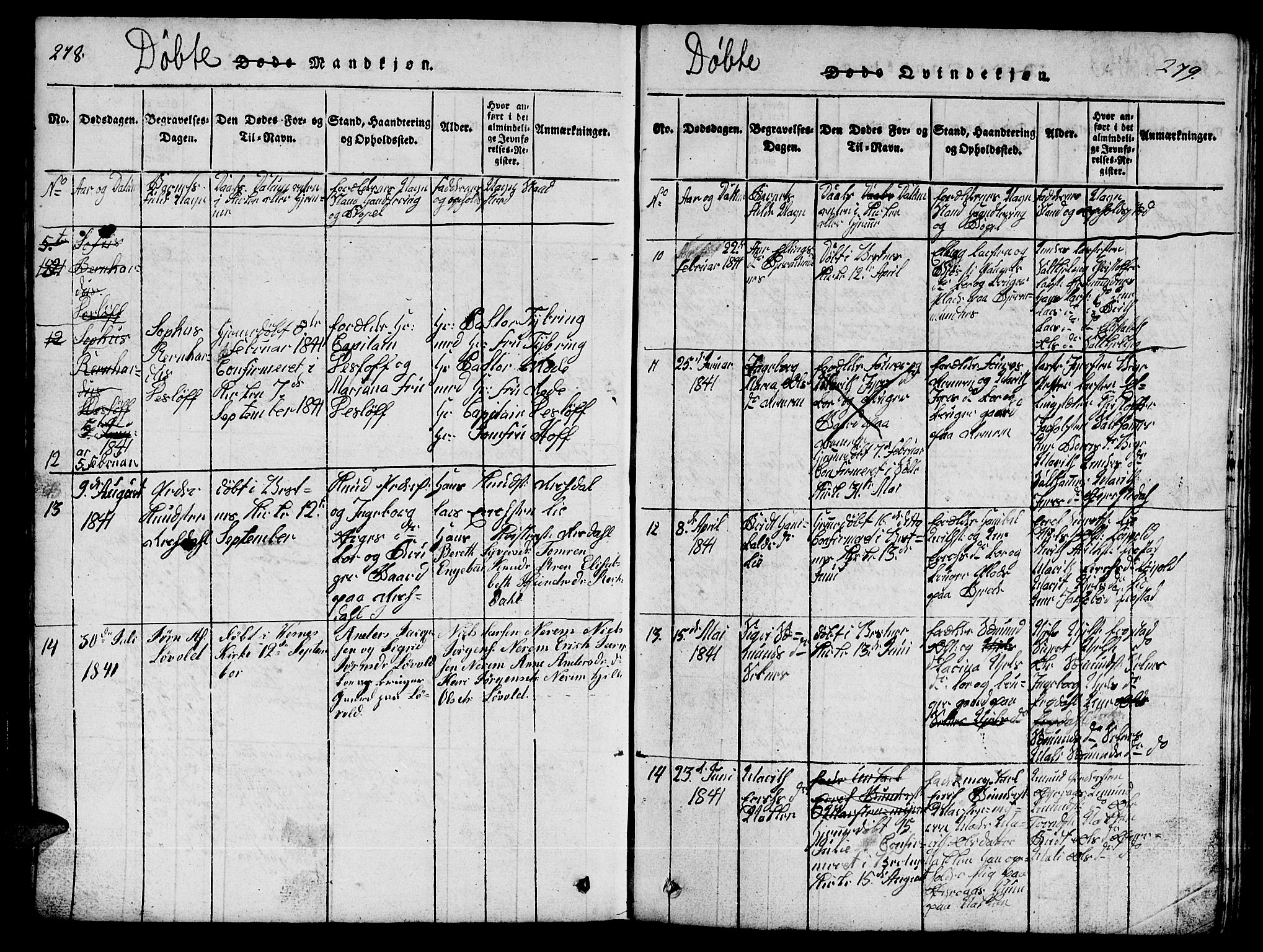 Ministerialprotokoller, klokkerbøker og fødselsregistre - Møre og Romsdal, AV/SAT-A-1454/539/L0535: Parish register (copy) no. 539C01, 1818-1842, p. 278-279