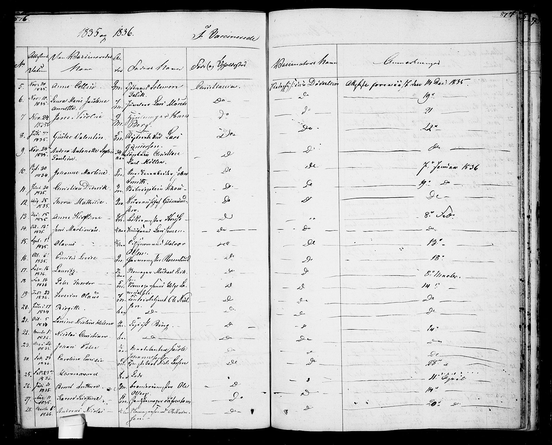 Oslo domkirke Kirkebøker, SAO/A-10752/F/Fa/L0022: Parish register (official) no. 22, 1824-1829, p. 876-877
