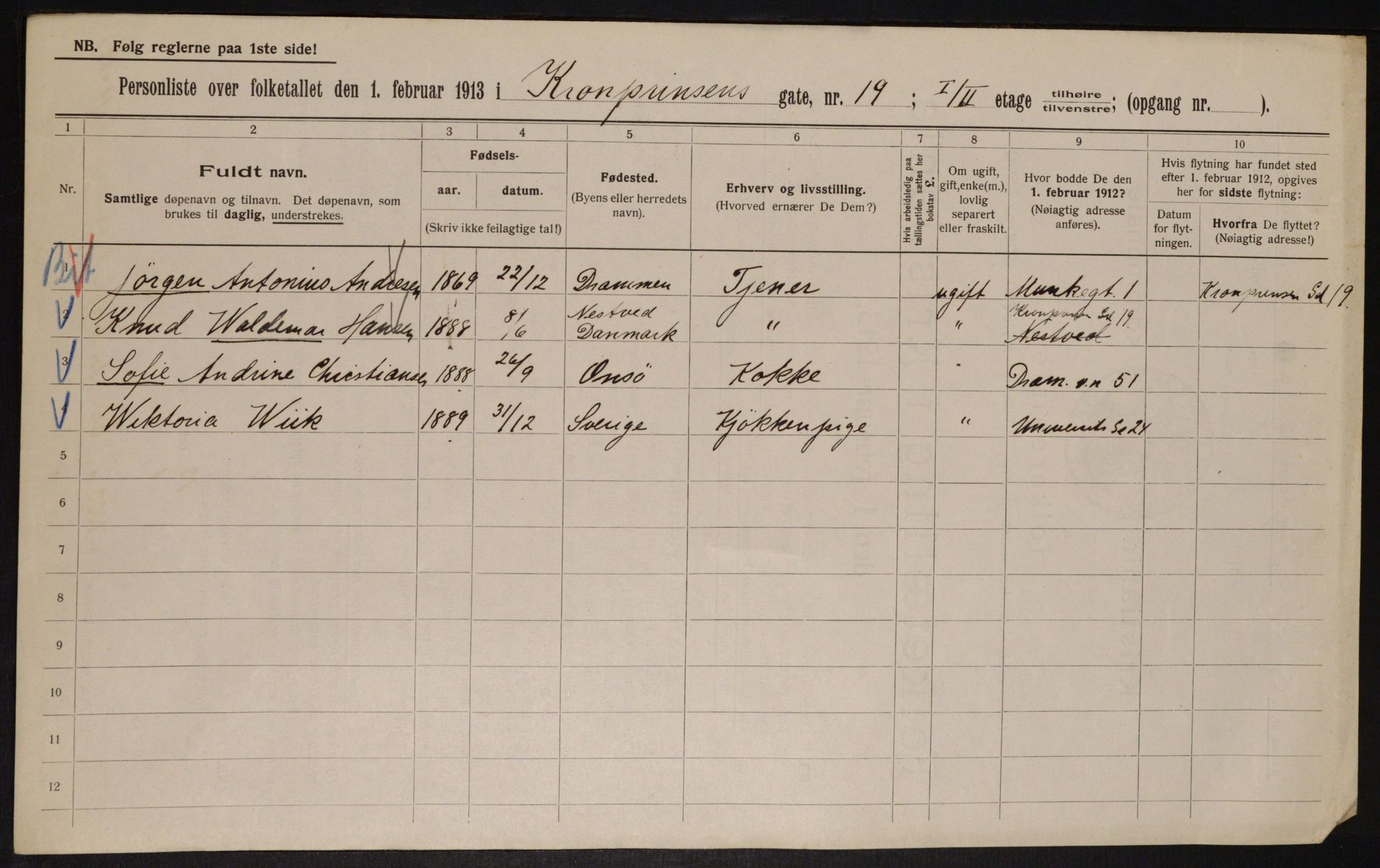 OBA, Municipal Census 1913 for Kristiania, 1913, p. 54423