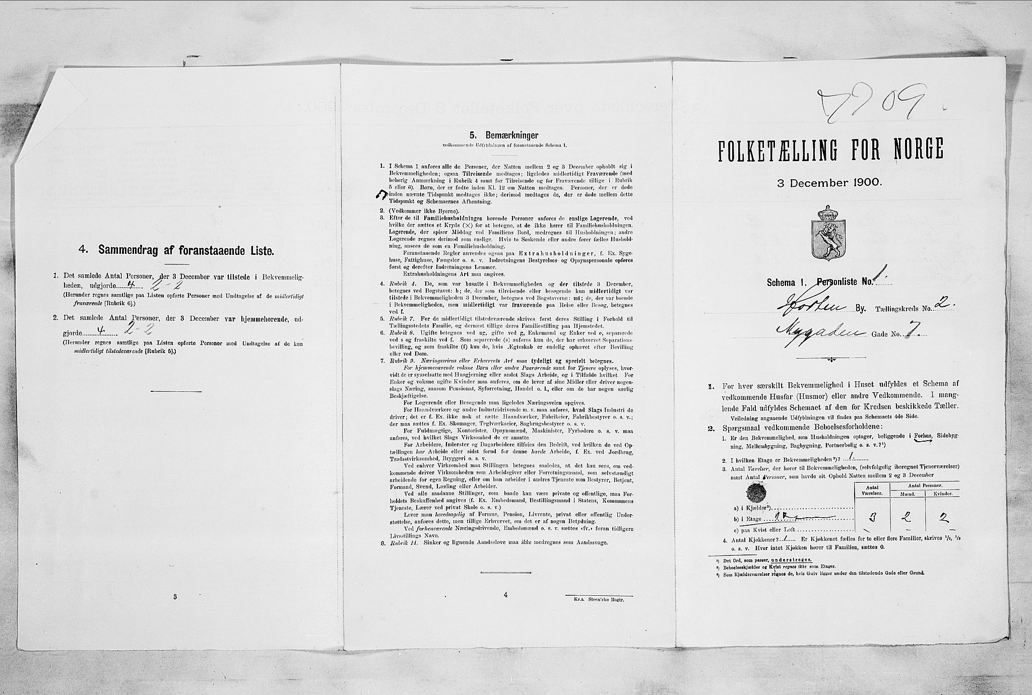 RA, 1900 census for Horten, 1900, p. 5180