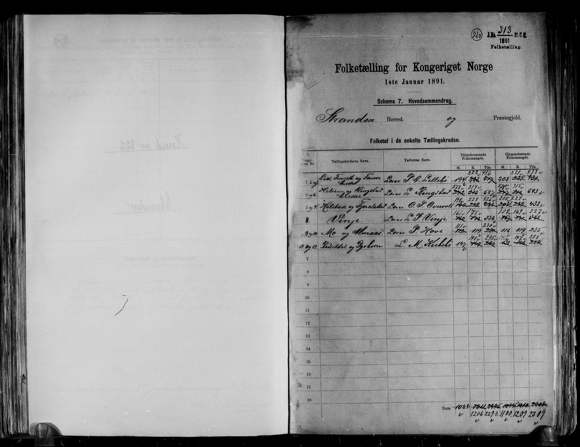 RA, 1891 census for 1525 Stranda, 1891, p. 2