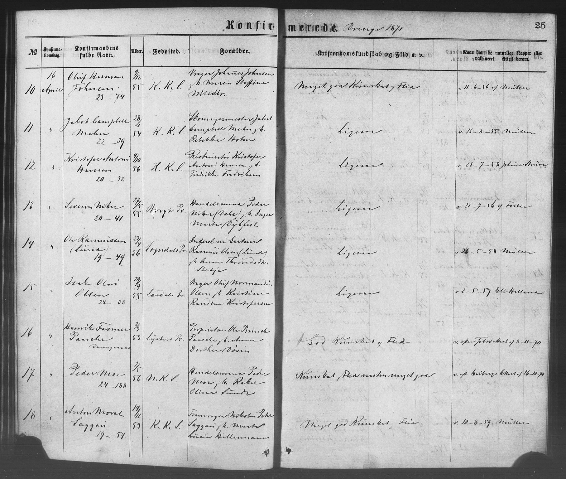Korskirken sokneprestembete, SAB/A-76101/H/Haa/L0028: Parish register (official) no. C 4, 1868-1879, p. 25
