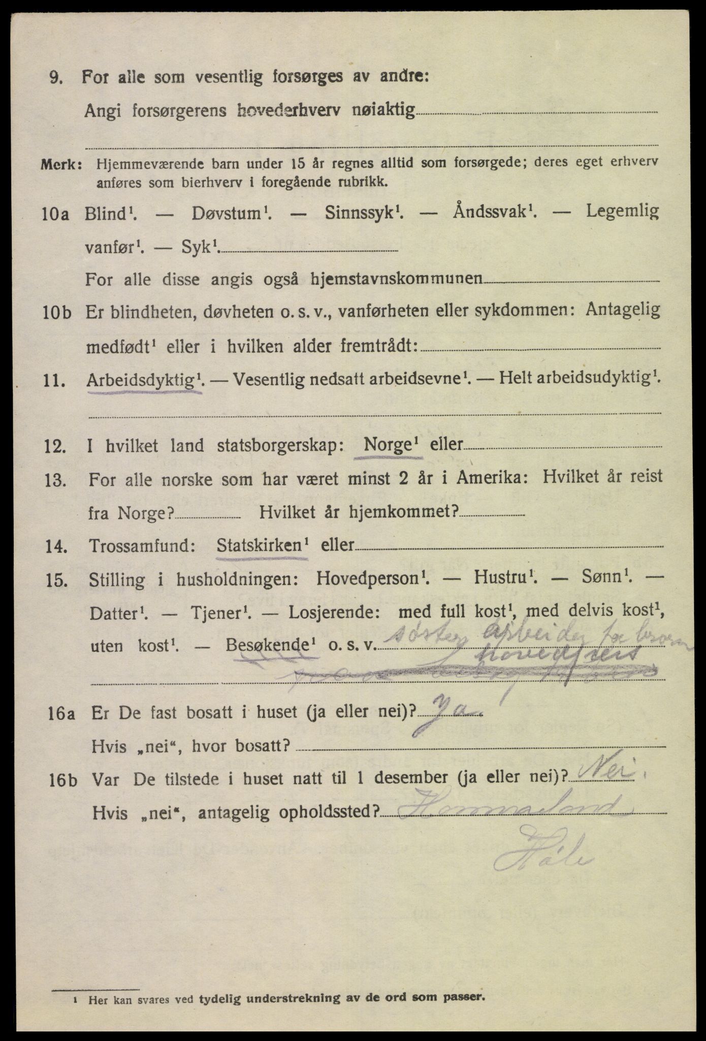 SAK, 1920 census for Øvre Sirdal, 1920, p. 714