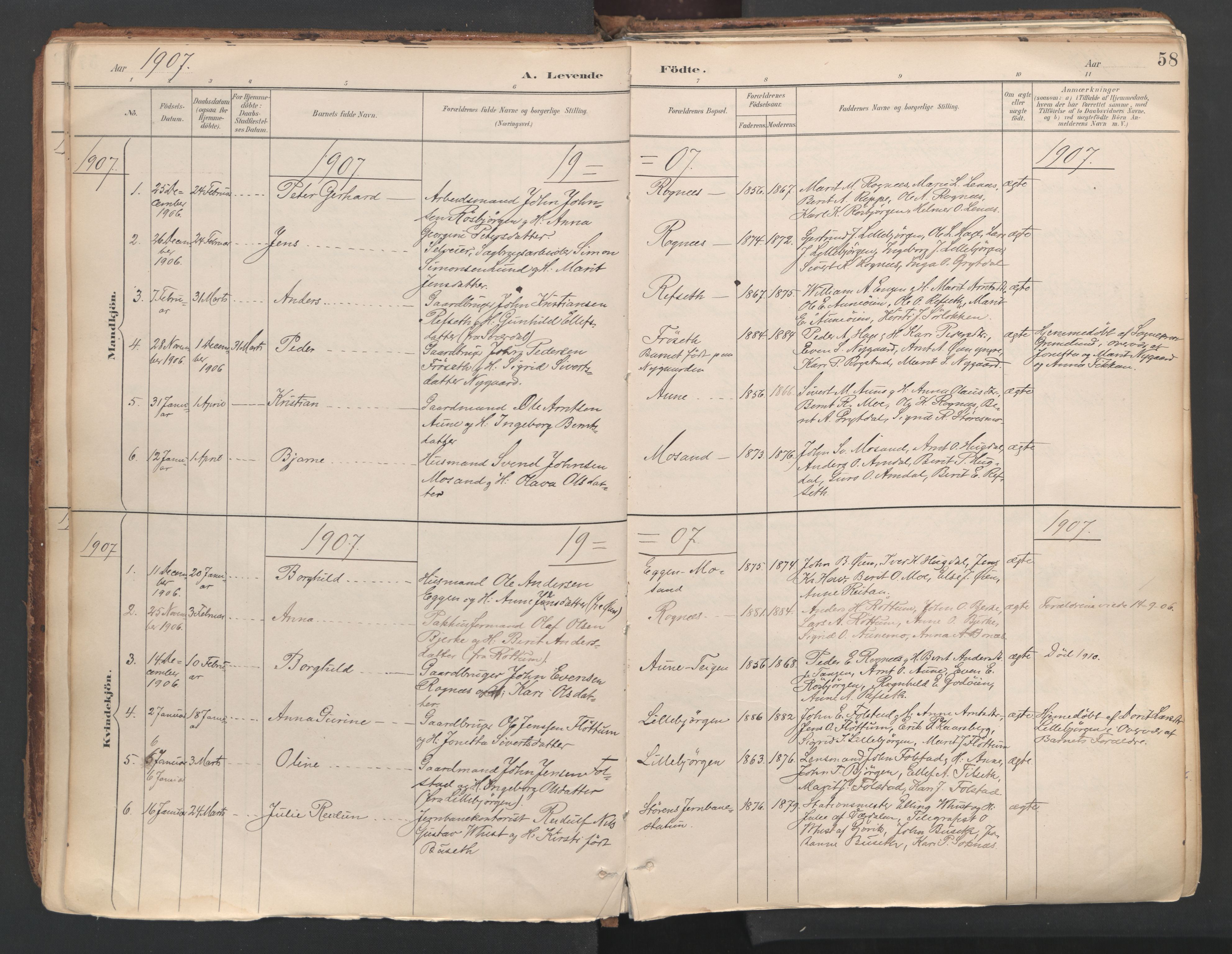 Ministerialprotokoller, klokkerbøker og fødselsregistre - Sør-Trøndelag, SAT/A-1456/687/L1004: Parish register (official) no. 687A10, 1891-1923, p. 58
