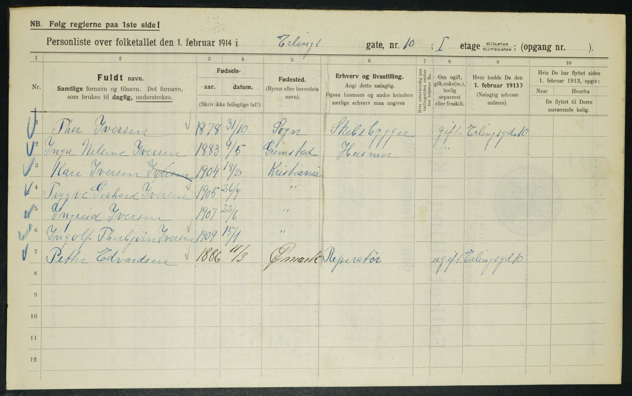 OBA, Municipal Census 1914 for Kristiania, 1914, p. 22170