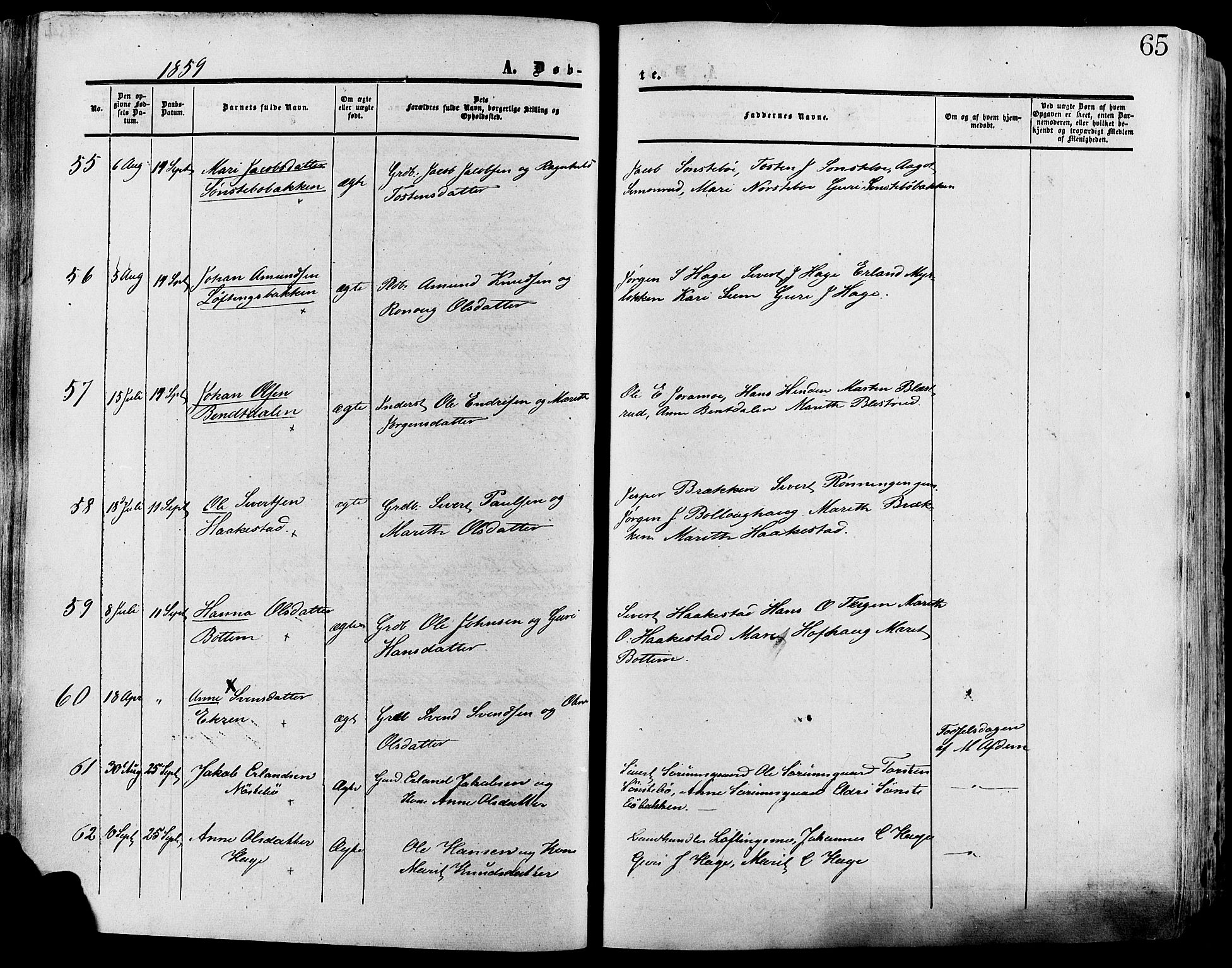Lesja prestekontor, SAH/PREST-068/H/Ha/Haa/L0008: Parish register (official) no. 8, 1854-1880, p. 65