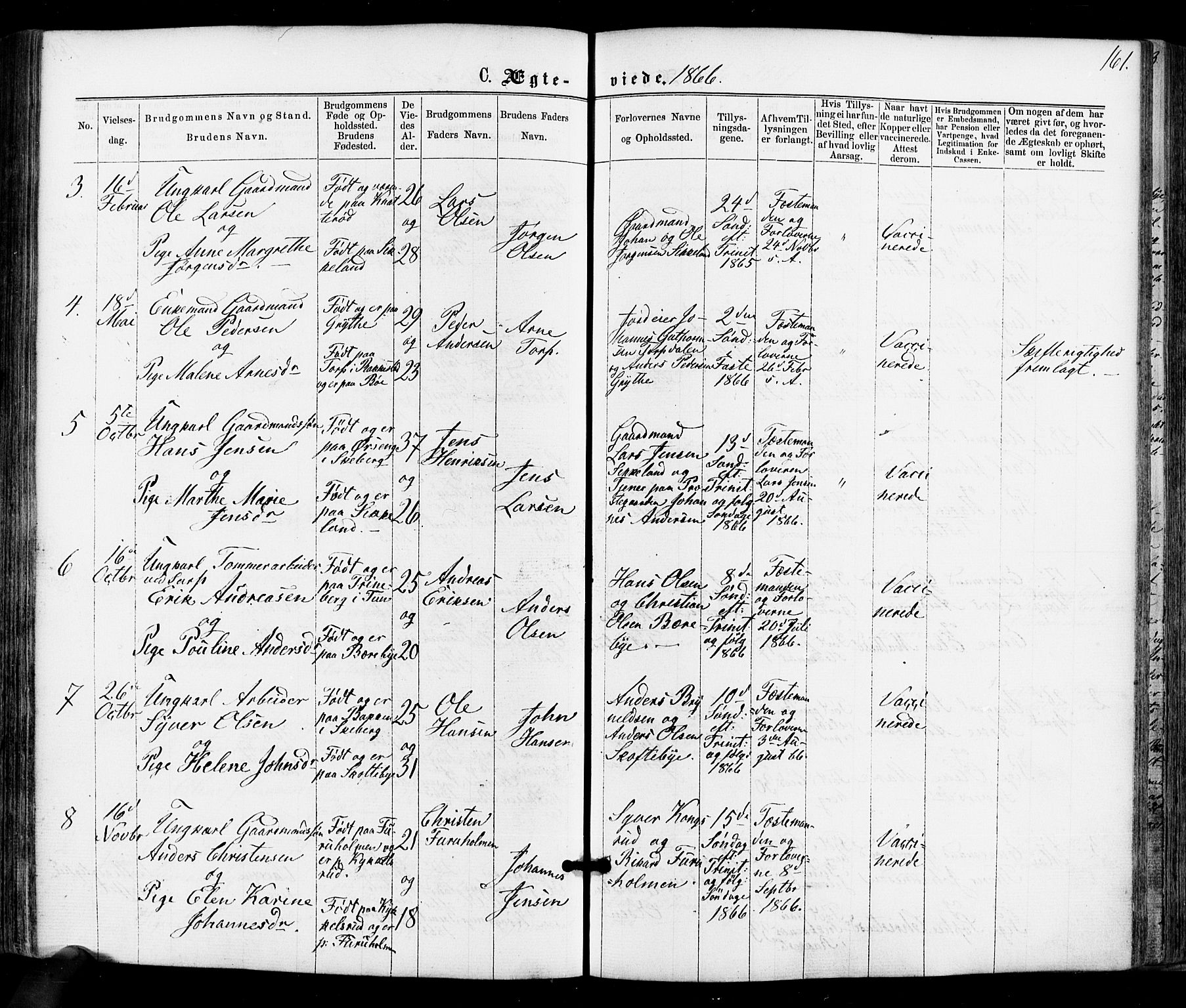 Varteig prestekontor Kirkebøker, SAO/A-10447a/F/Fa/L0001: Parish register (official) no. 1, 1861-1877, p. 161