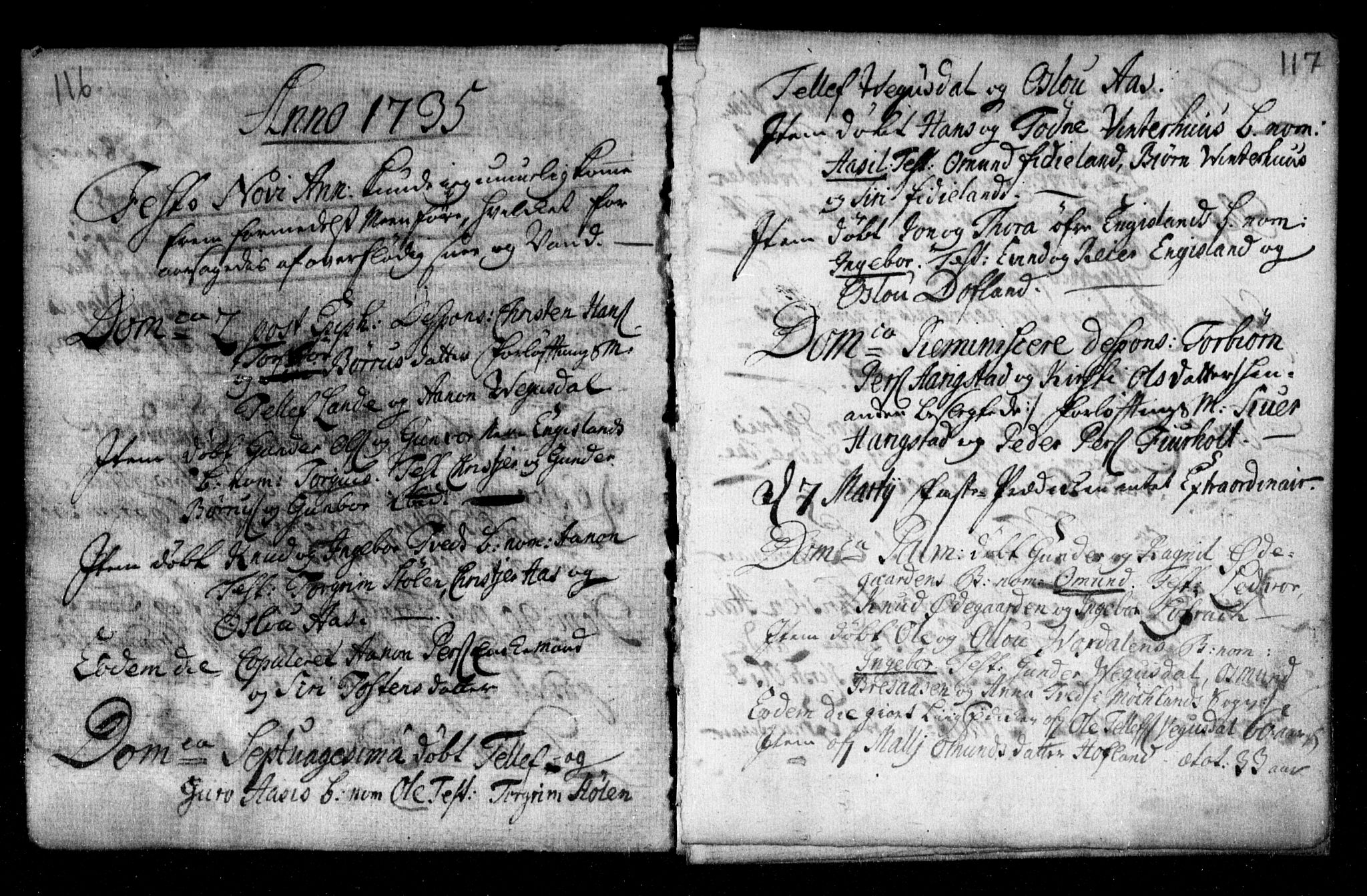 Herefoss sokneprestkontor, SAK/1111-0019/F/Fa/Fab/L0001: Parish register (official) no. A 1, 1704-1779, p. 116-117