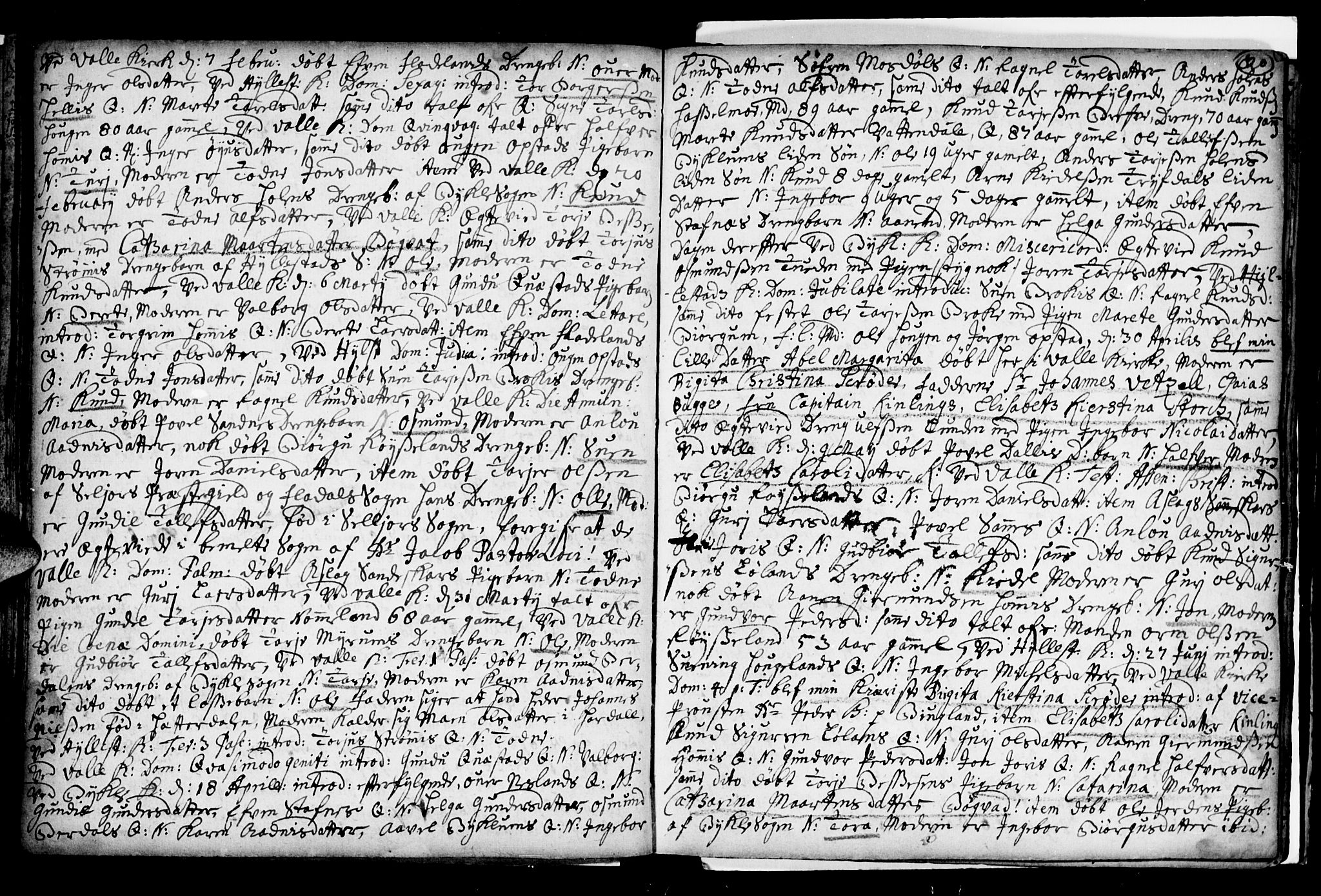 Valle sokneprestkontor, AV/SAK-1111-0044/F/Fa/Fac/L0001: Parish register (official) no. A 1, 1714-1745, p. 20