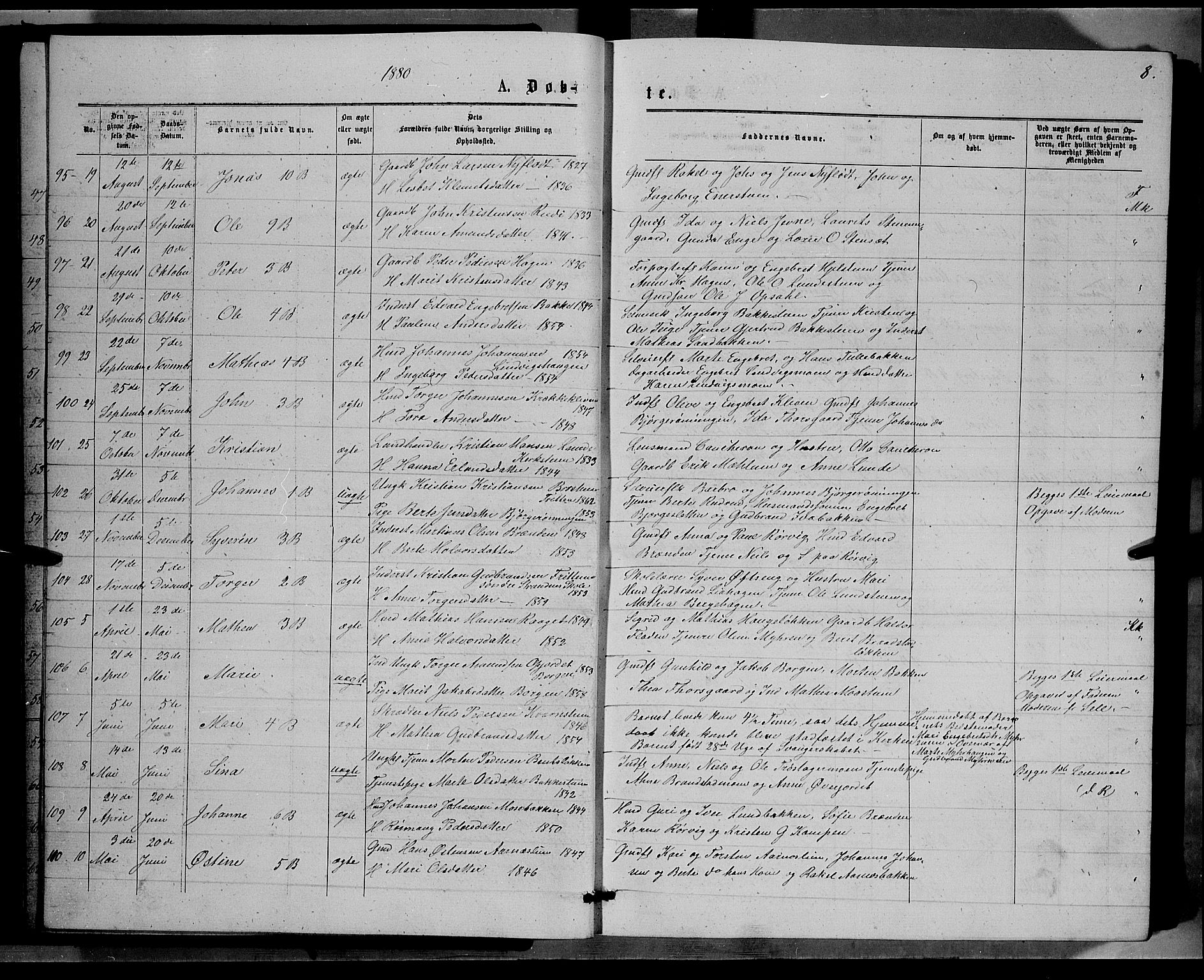 Ringebu prestekontor, AV/SAH-PREST-082/H/Ha/Hab/L0006: Parish register (copy) no. 6, 1880-1898, p. 8