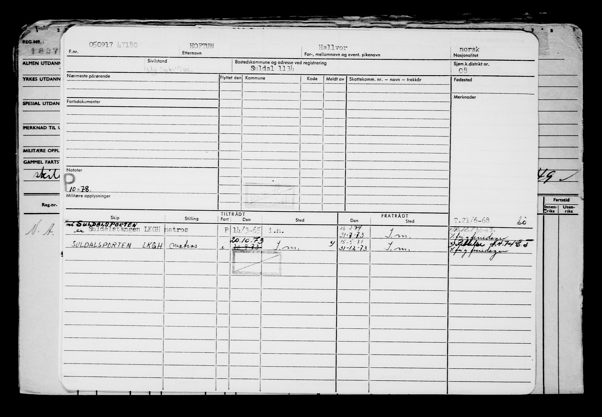 Direktoratet for sjømenn, AV/RA-S-3545/G/Gb/L0151: Hovedkort, 1917, p. 451