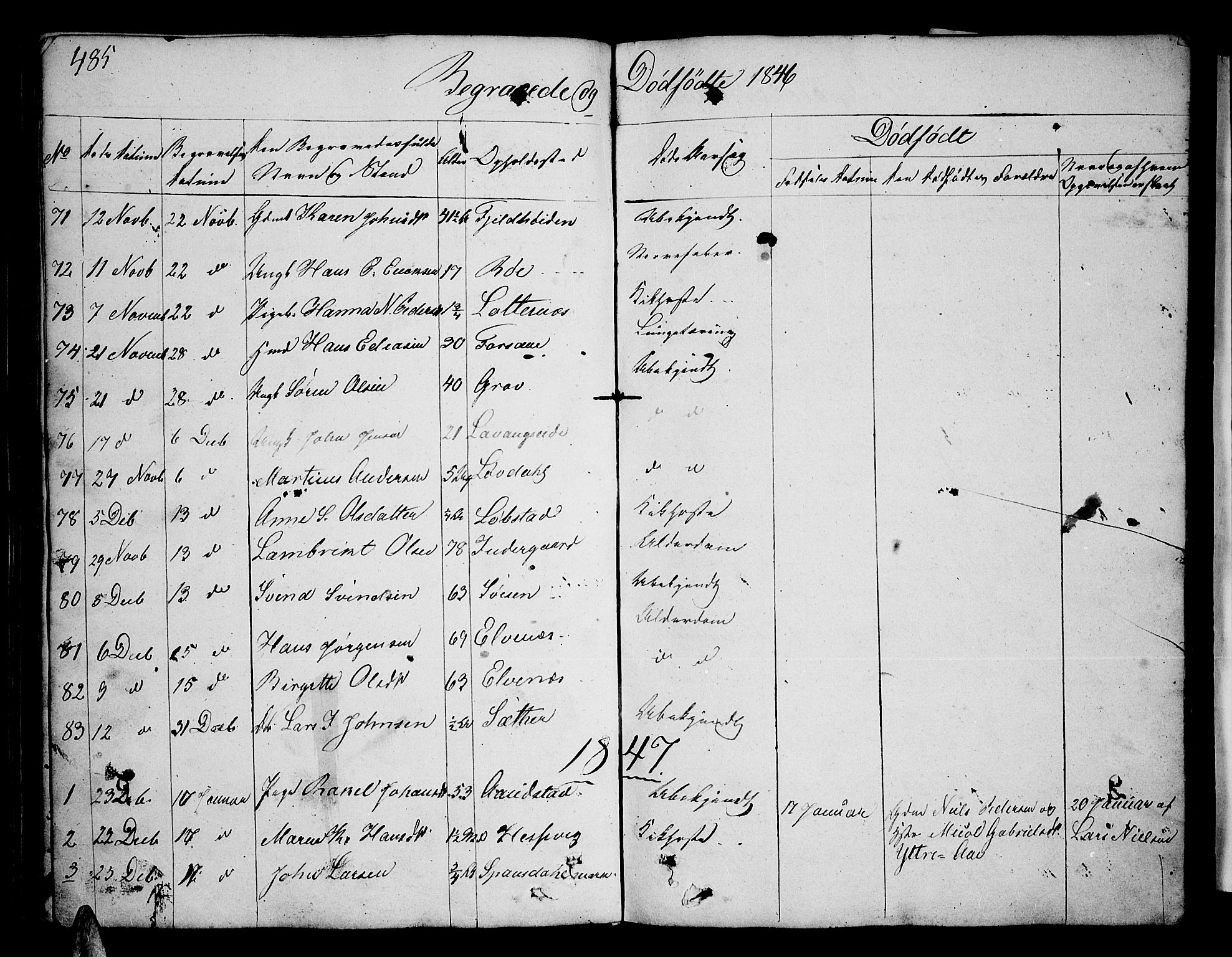 Ibestad sokneprestembete, AV/SATØ-S-0077/H/Ha/Hab/L0003klokker: Parish register (copy) no. 3, 1833-1852, p. 485