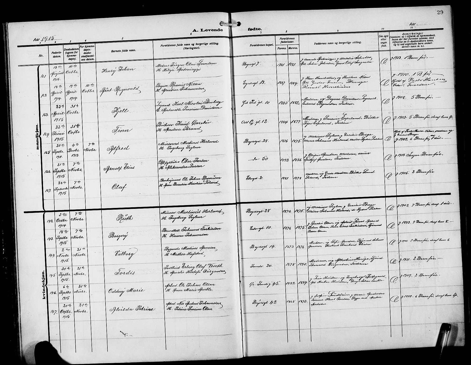 Sandviken Sokneprestembete, SAB/A-77601/H/Hb/L0005: Parish register (copy) no. B 2, 1914-1925, p. 29