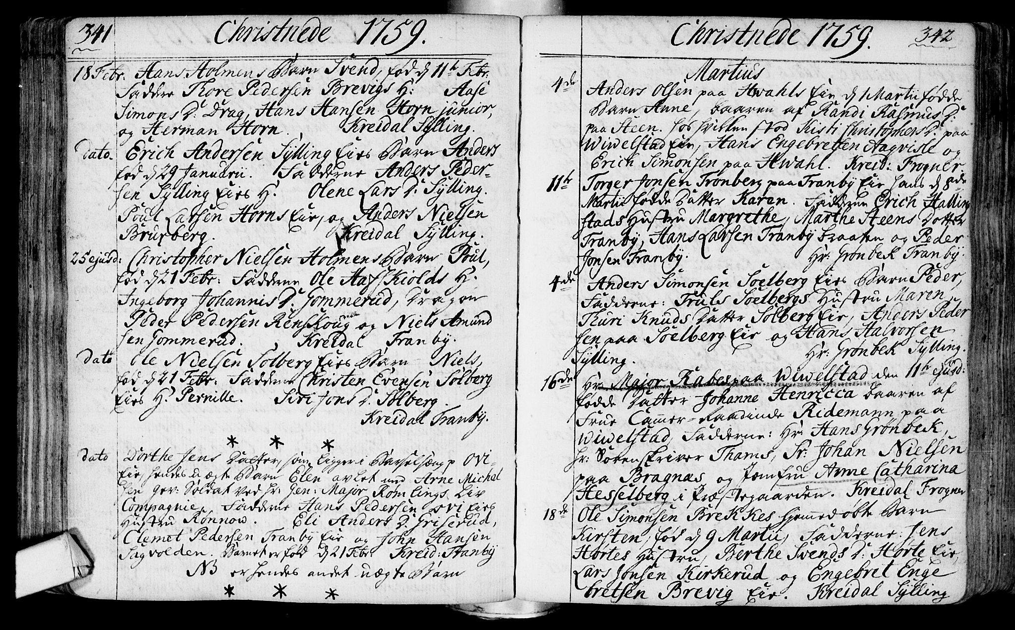 Lier kirkebøker, AV/SAKO-A-230/F/Fa/L0004: Parish register (official) no. I 4, 1749-1764, p. 341-342