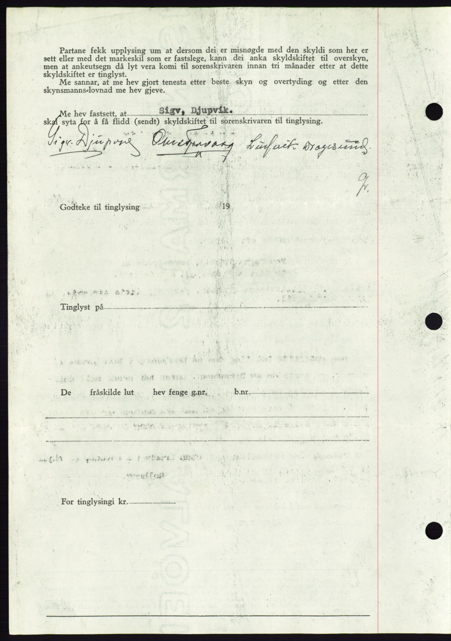 Søre Sunnmøre sorenskriveri, AV/SAT-A-4122/1/2/2C/L0077: Mortgage book no. 3A, 1945-1946, Diary no: : 608/1945