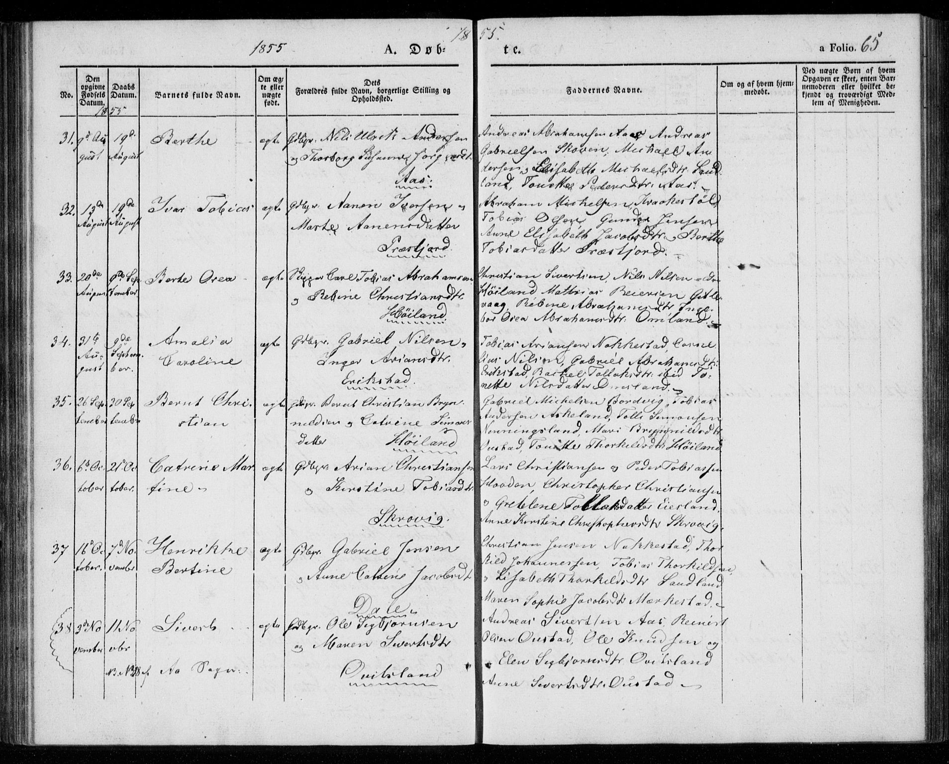 Lyngdal sokneprestkontor, AV/SAK-1111-0029/F/Fa/Faa/L0001: Parish register (official) no. A 1, 1837-1857, p. 65