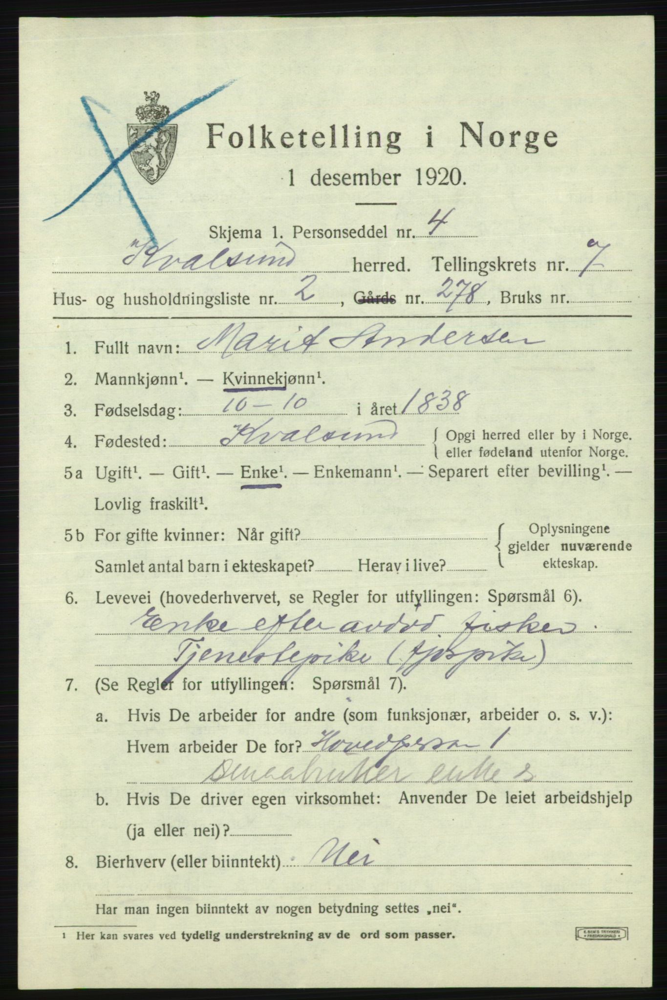 SATØ, 1920 census for , 1920, p. 2142