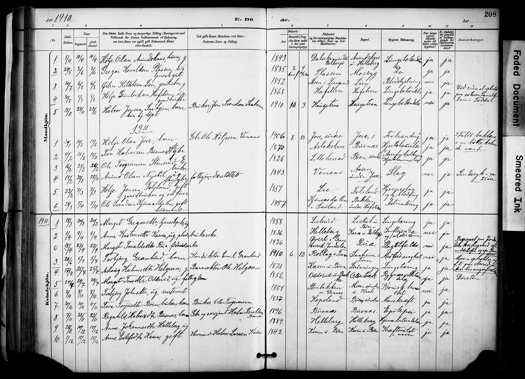 Gransherad kirkebøker, SAKO/A-267/F/Fa/L0005: Parish register (official) no. I 5, 1887-1916, p. 208