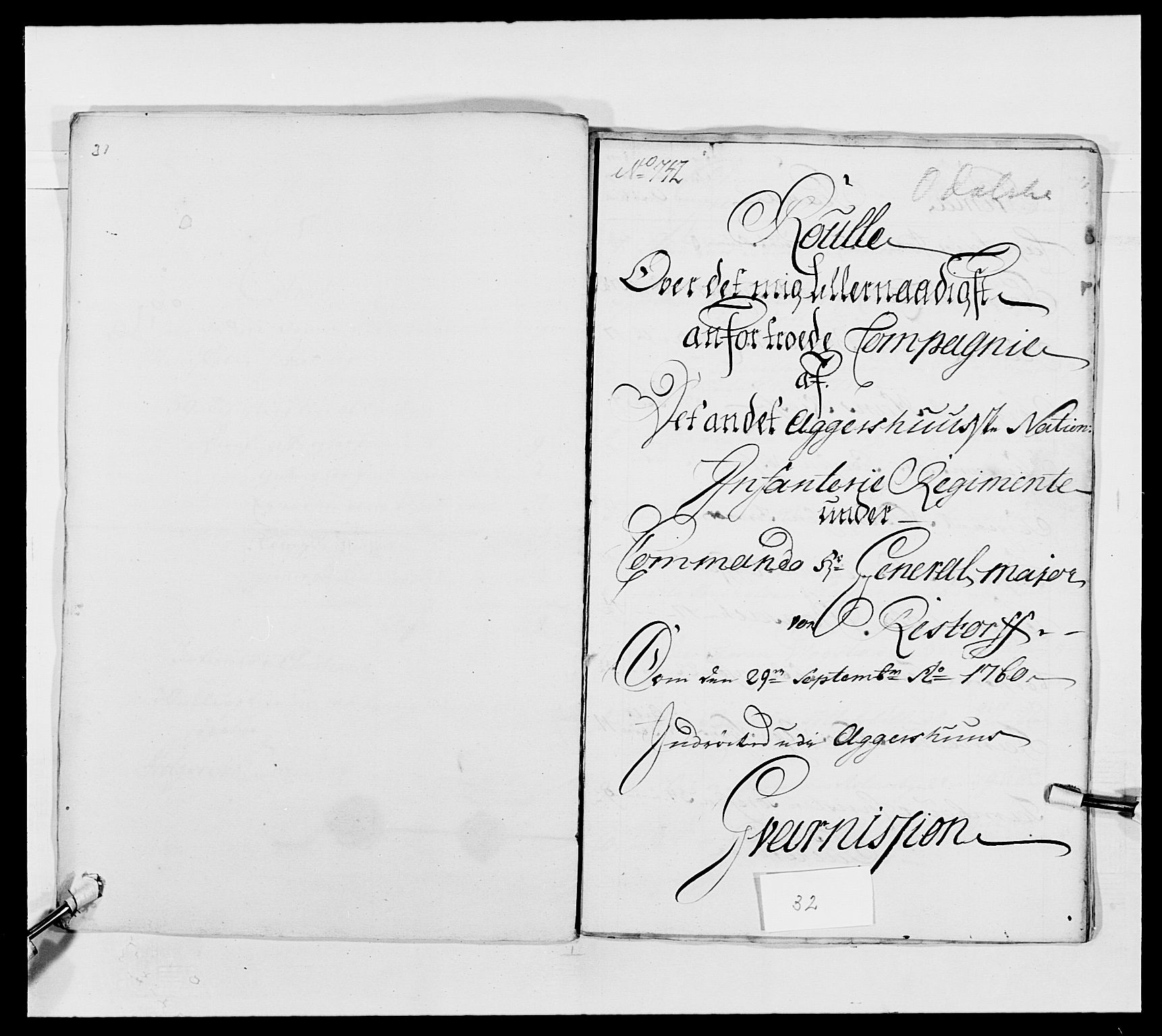 Kommanderende general (KG I) med Det norske krigsdirektorium, RA/EA-5419/E/Ea/L0491: 2. Akershusiske regiment, 1750-1761, p. 316