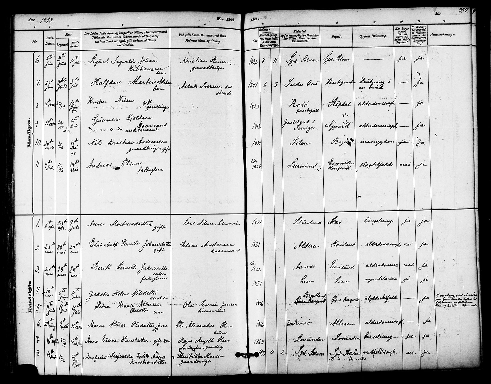 Ministerialprotokoller, klokkerbøker og fødselsregistre - Nordland, AV/SAT-A-1459/839/L0568: Parish register (official) no. 839A05, 1880-1902, p. 337