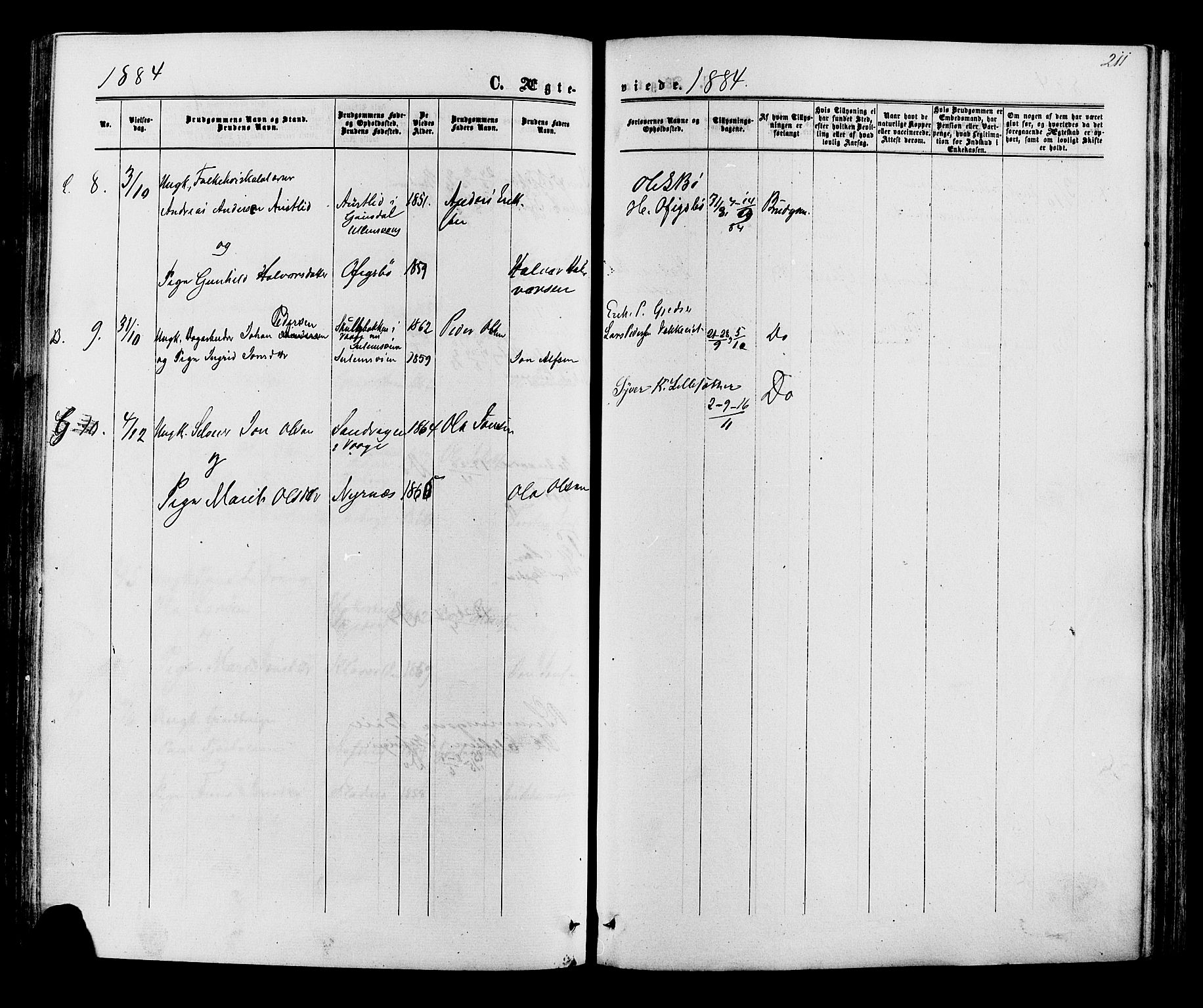 Lom prestekontor, AV/SAH-PREST-070/K/L0007: Parish register (official) no. 7, 1863-1884, p. 211