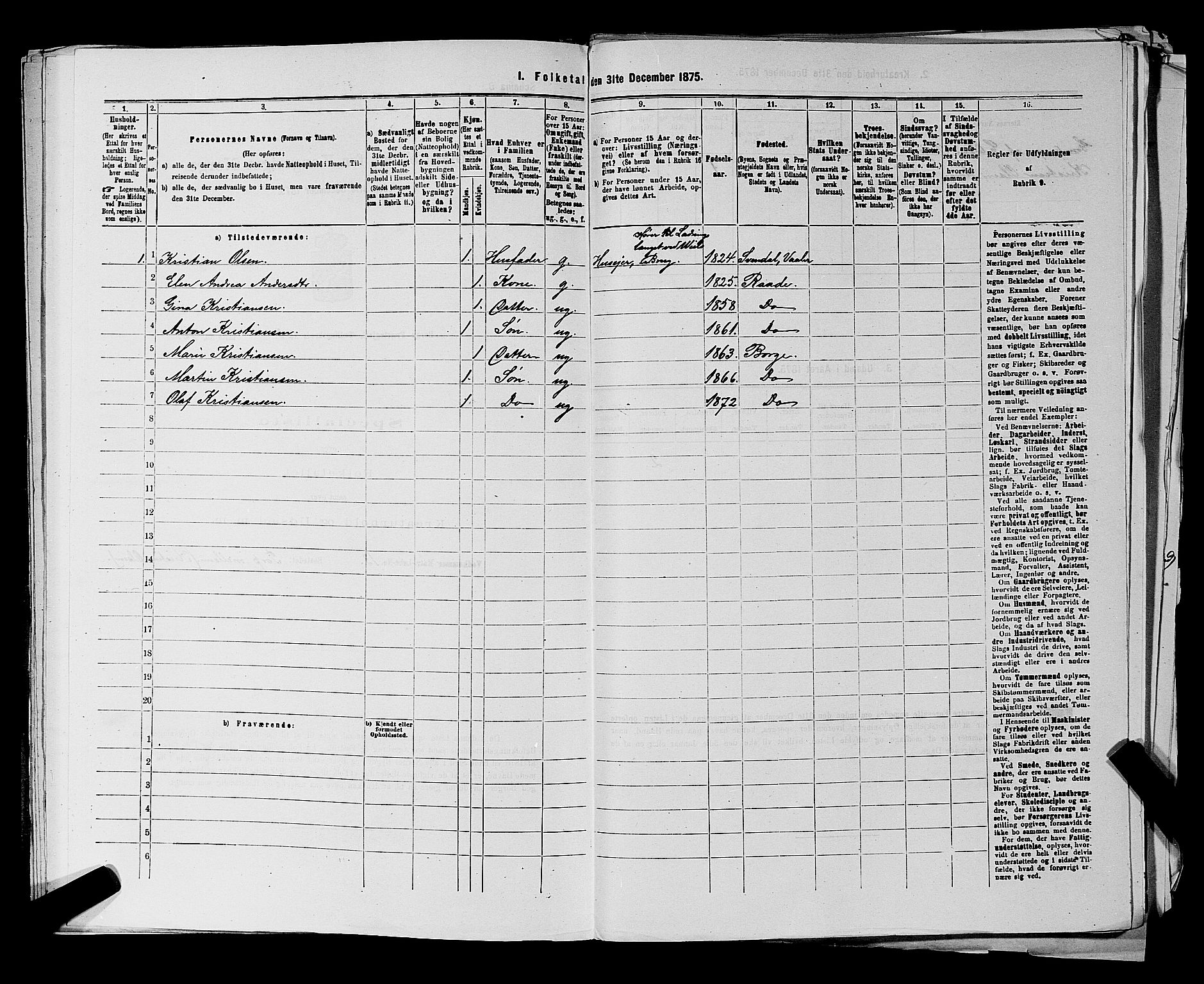 RA, 1875 census for 0113P Borge, 1875, p. 474