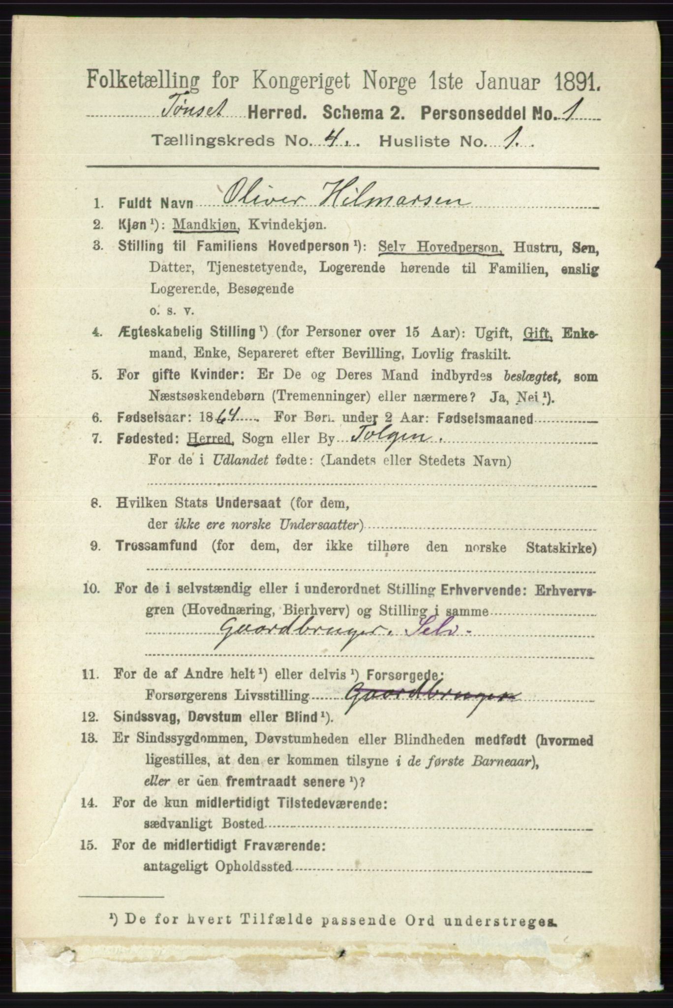 RA, 1891 census for 0437 Tynset, 1891, p. 776