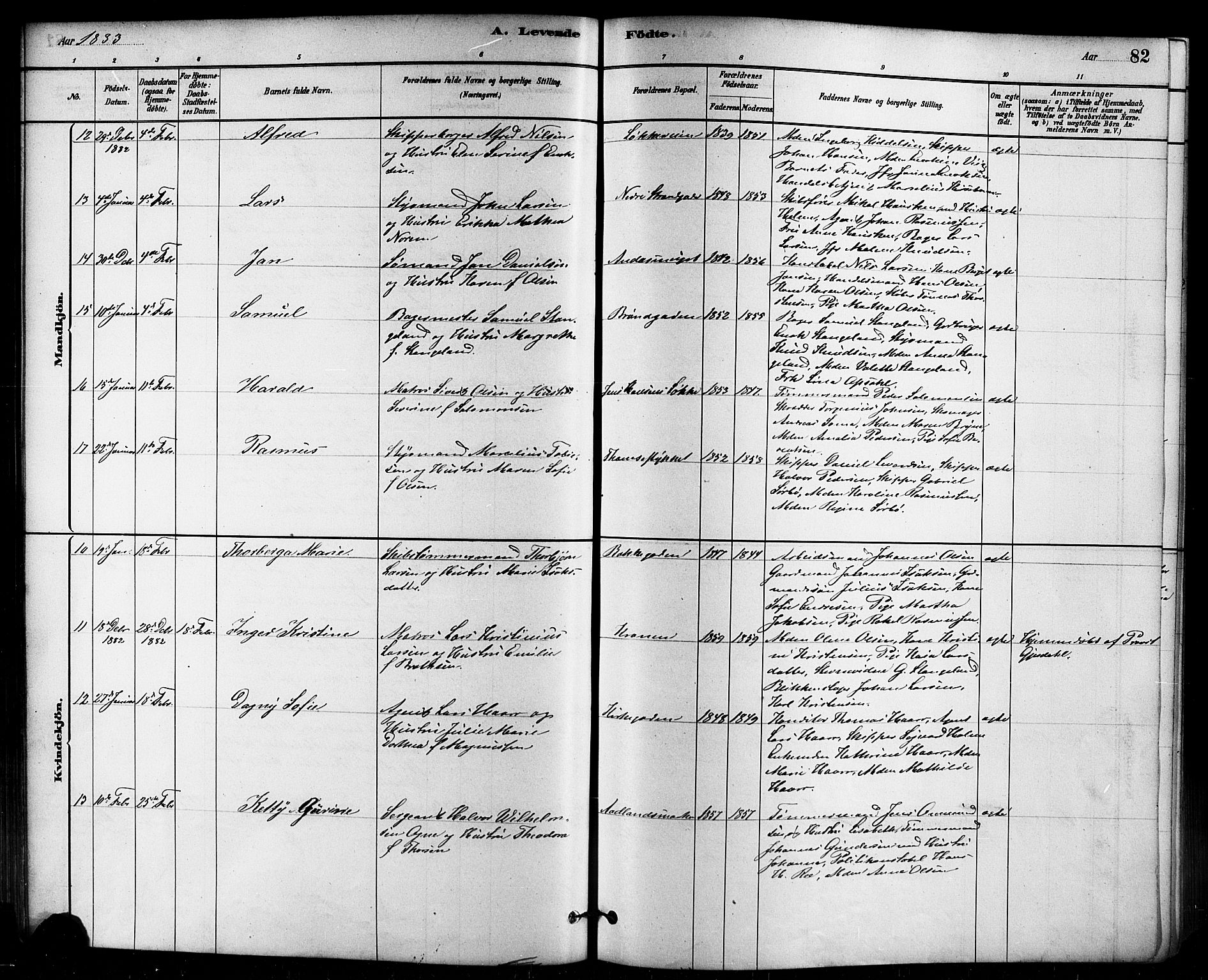 Domkirken sokneprestkontor, AV/SAST-A-101812/001/30/30BB/L0015: Parish register (copy) no. B 15, 1880-1891, p. 82