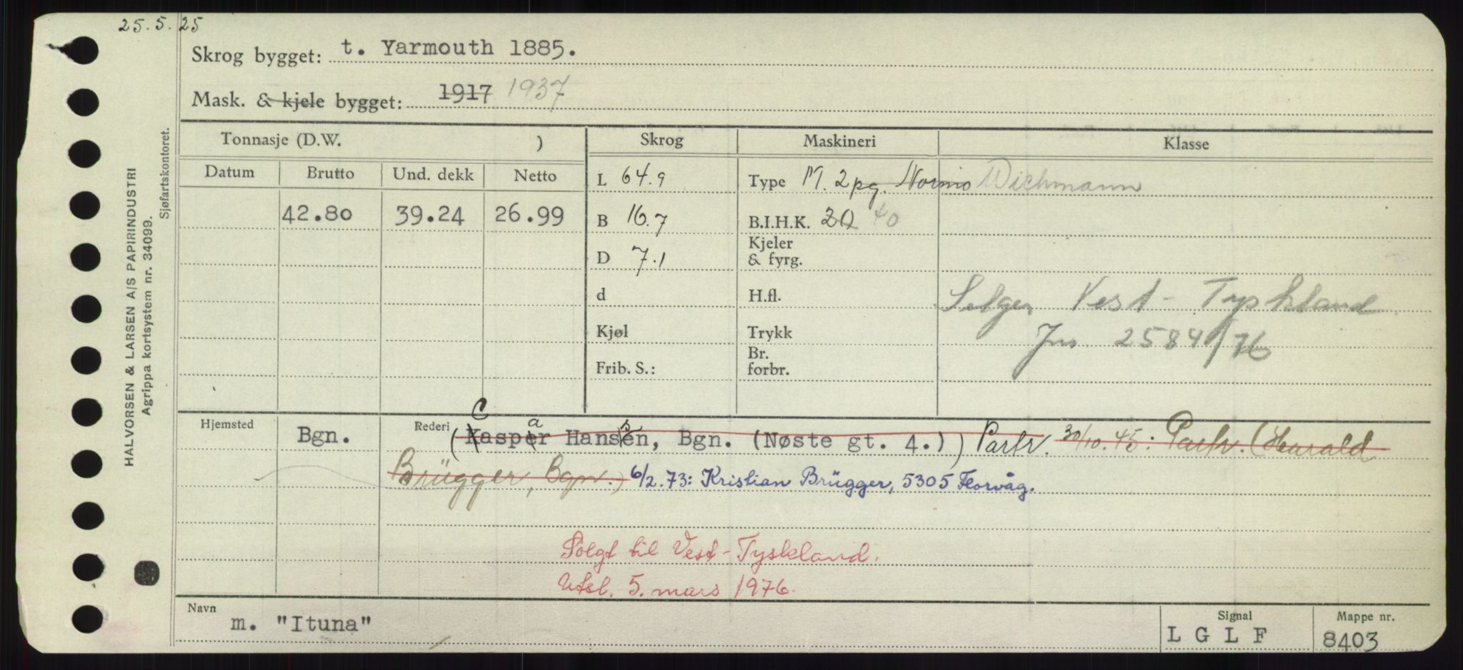 Sjøfartsdirektoratet med forløpere, Skipsmålingen, RA/S-1627/H/Hd/L0018: Fartøy, I, p. 317