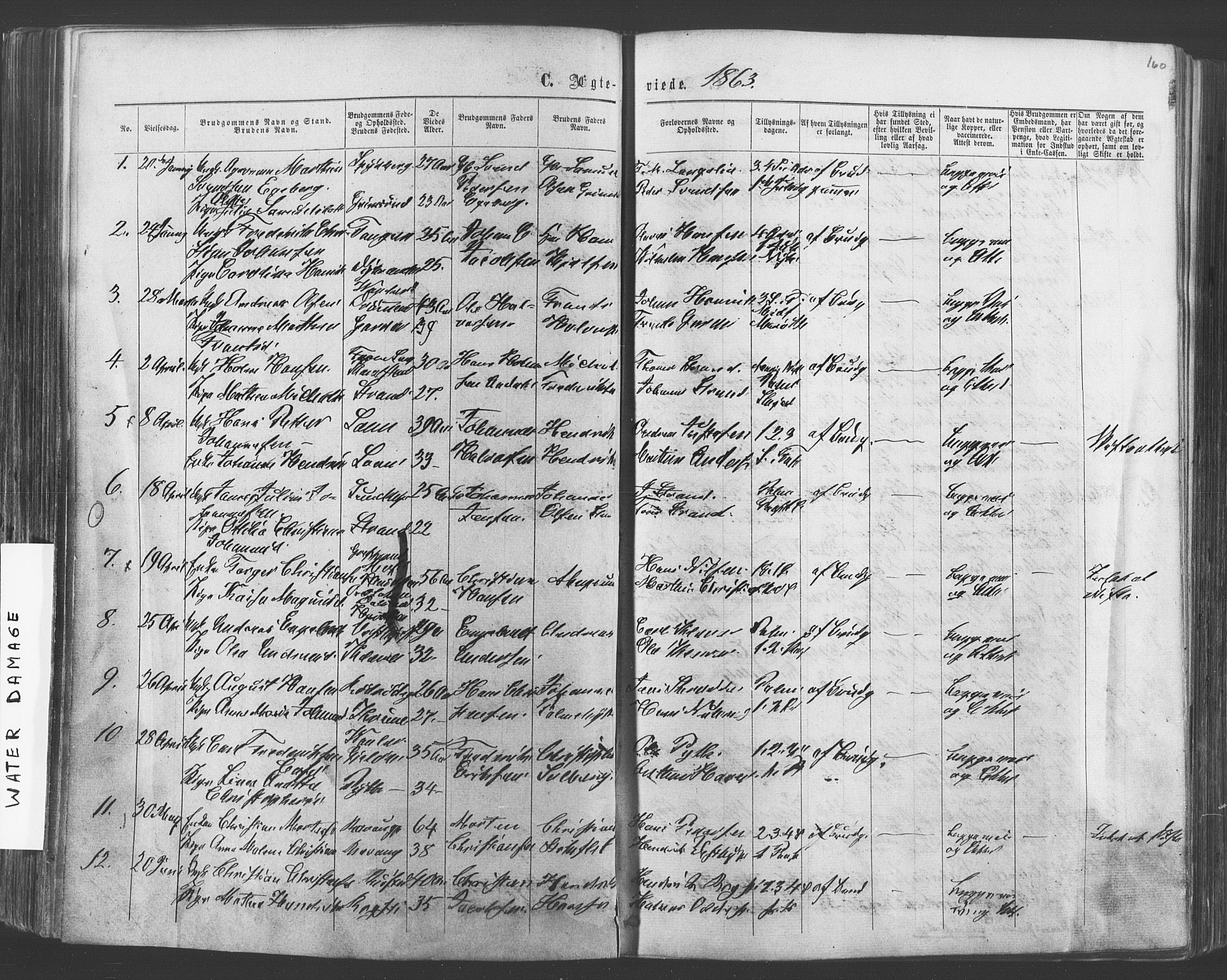 Vestby prestekontor Kirkebøker, SAO/A-10893/F/Fa/L0008: Parish register (official) no. I 8, 1863-1877, p. 160