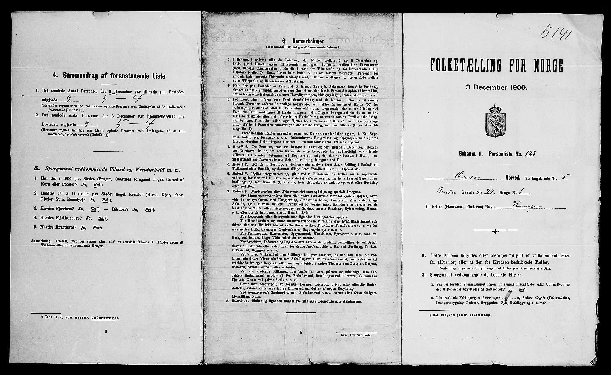 SAO, 1900 census for Onsøy, 1900, p. 1147