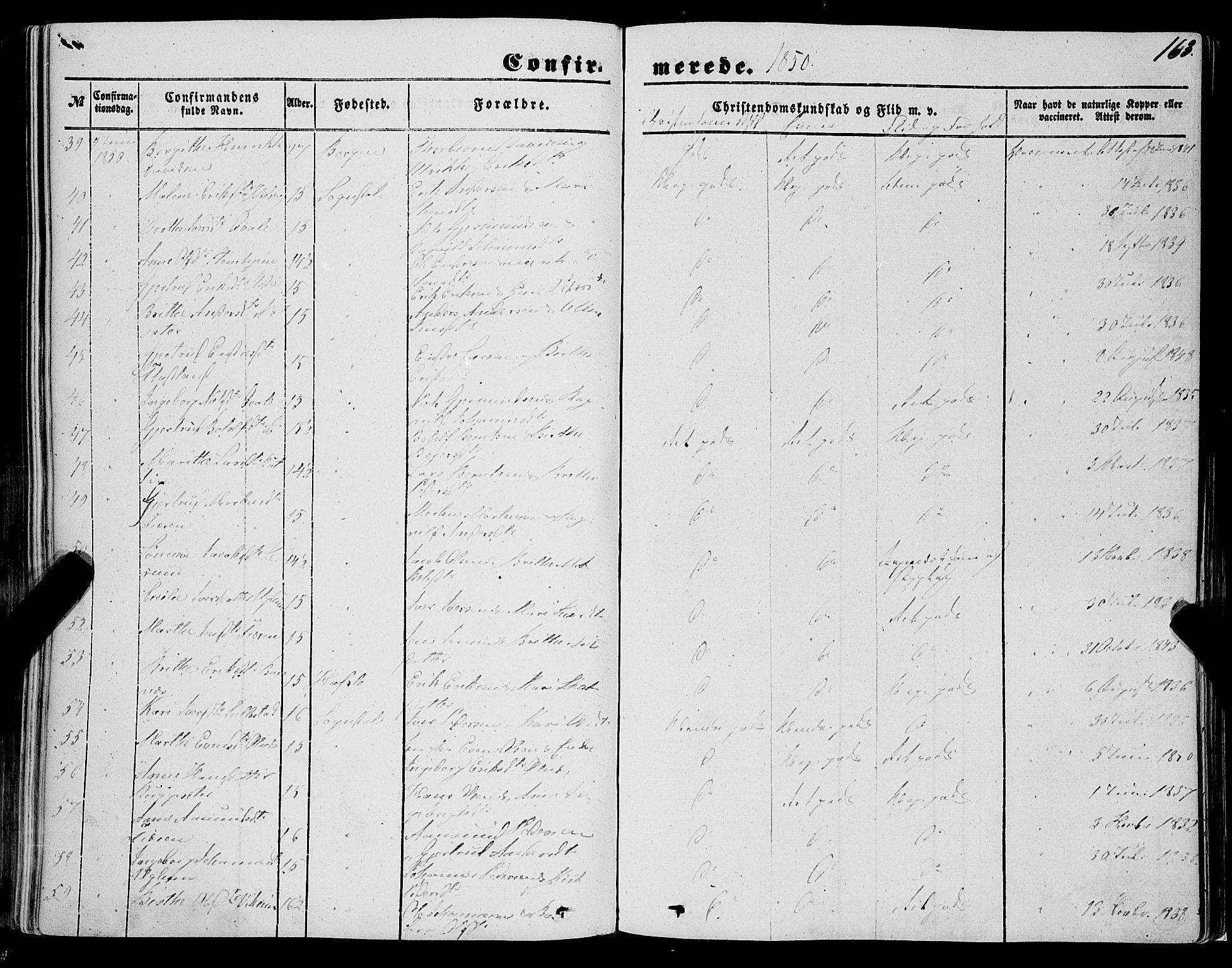 Sogndal sokneprestembete, AV/SAB-A-81301/H/Haa/Haaa/L0012I: Parish register (official) no. A 12I, 1847-1859, p. 163