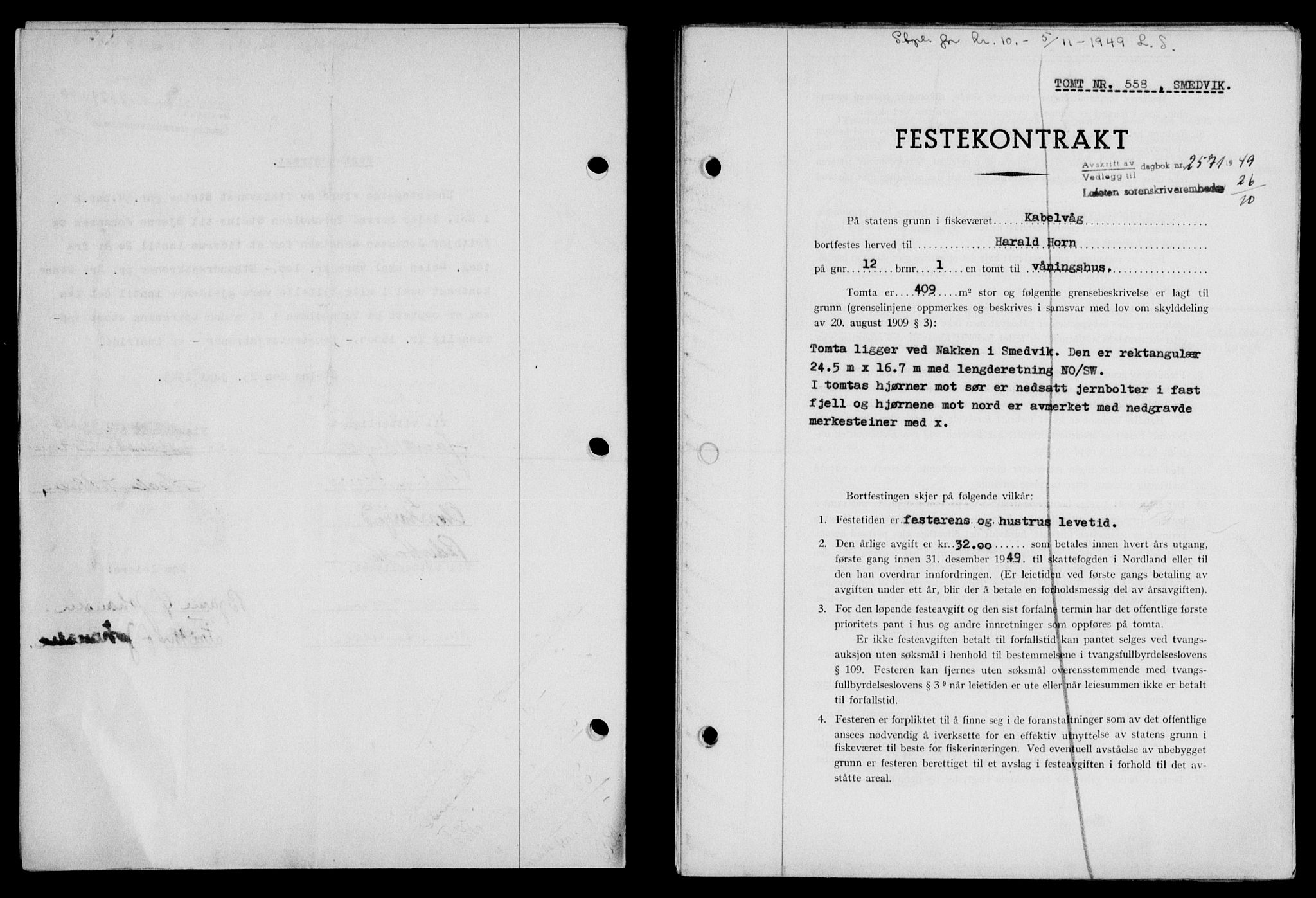 Lofoten sorenskriveri, SAT/A-0017/1/2/2C/L0022a: Mortgage book no. 22a, 1949-1950, Diary no: : 2571/1949