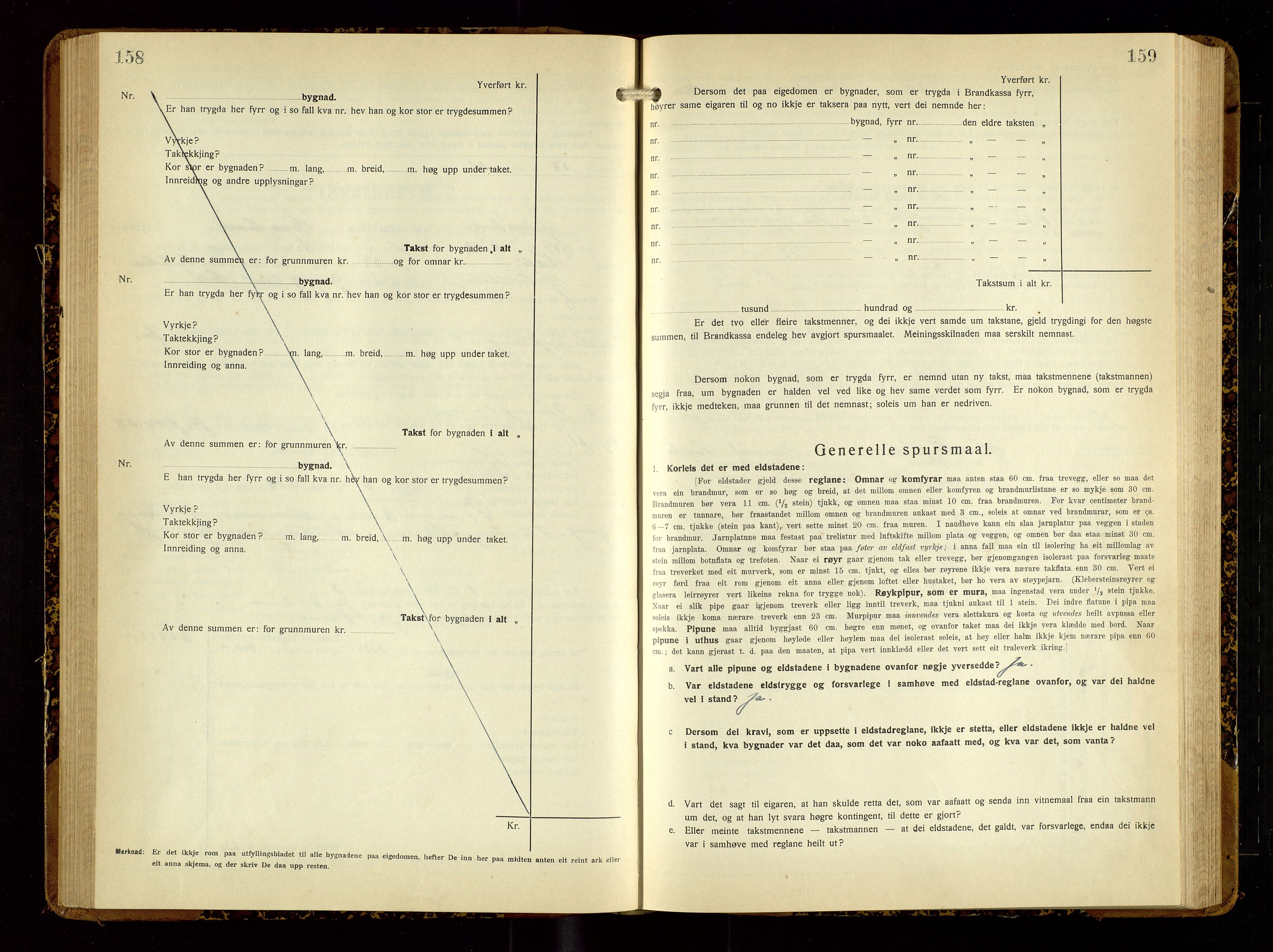 Hjelmeland lensmannskontor, SAST/A-100439/Gob/L0003: "Brandtakstbok", 1932-1950, p. 158-159