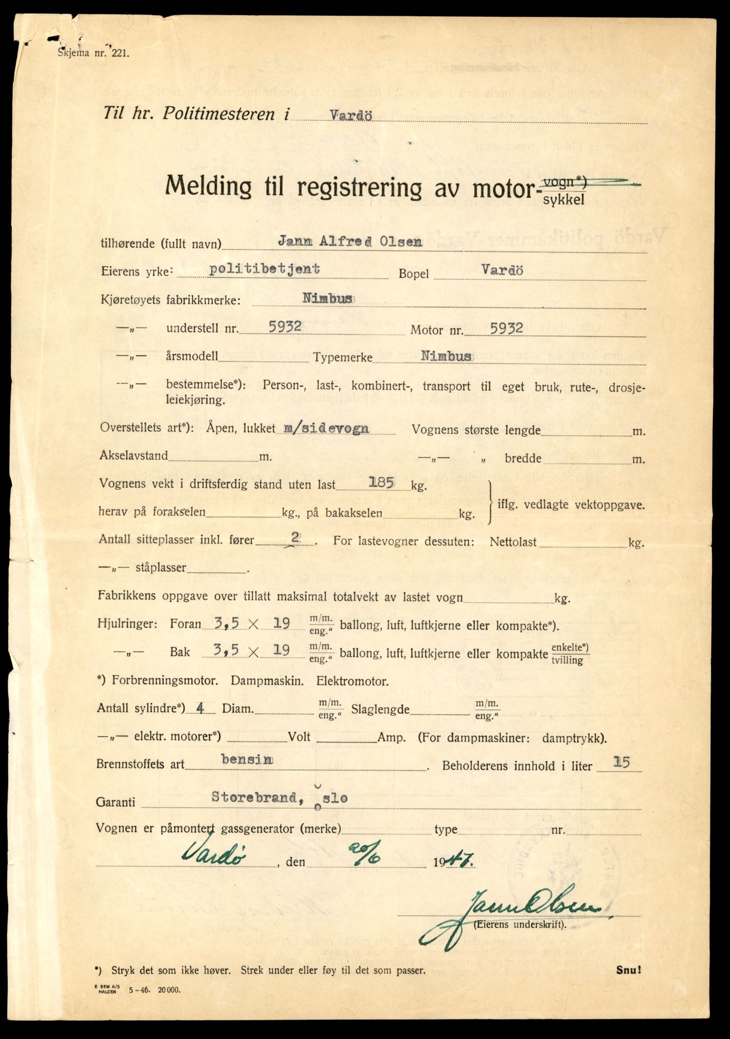 Møre og Romsdal vegkontor - Ålesund trafikkstasjon, AV/SAT-A-4099/F/Fe/L0025: Registreringskort for kjøretøy T 10931 - T 11045, 1927-1998, p. 2664