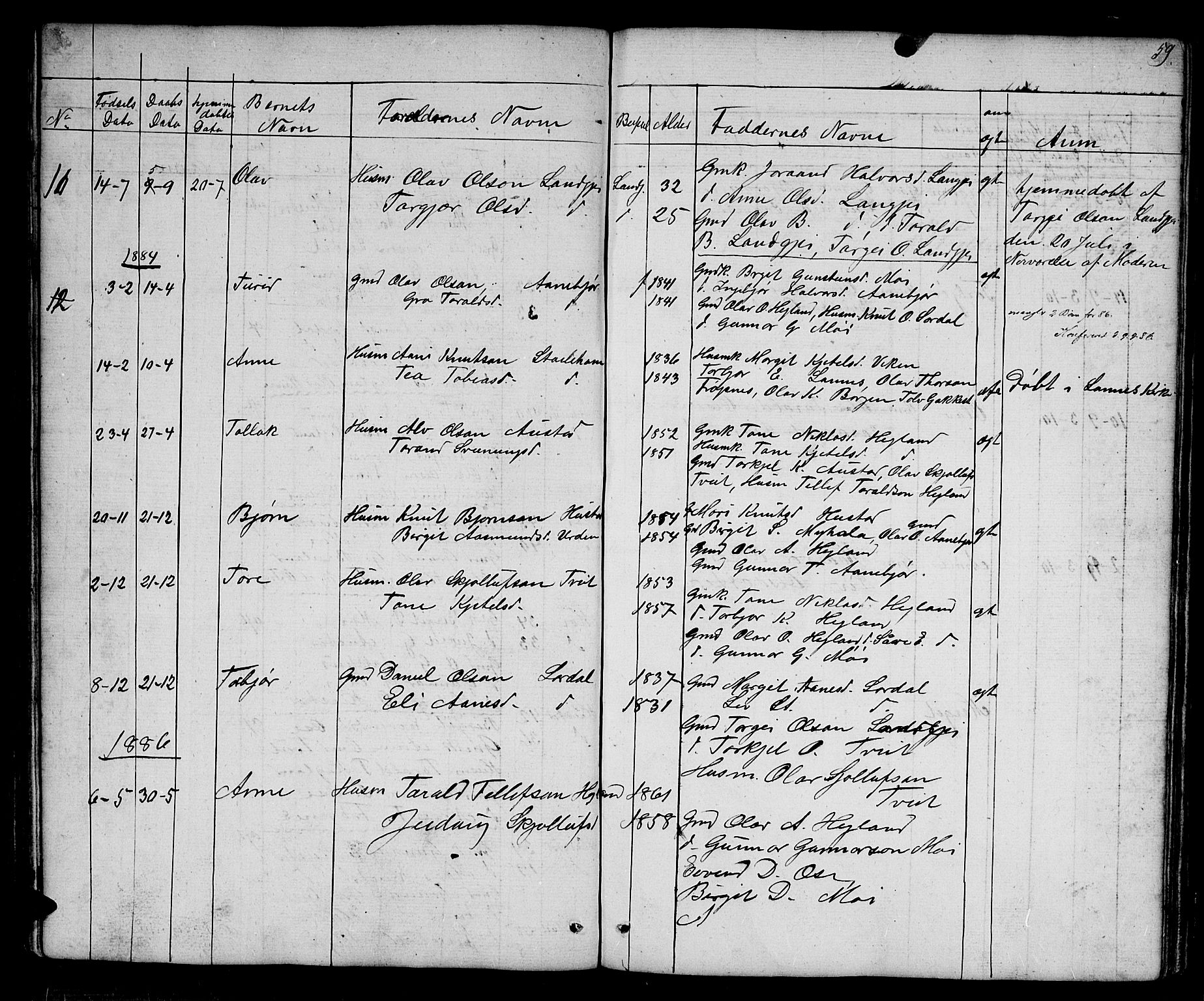 Bygland sokneprestkontor, AV/SAK-1111-0006/F/Fb/Fba/L0001: Parish register (copy) no. B 1, 1848-1886, p. 59